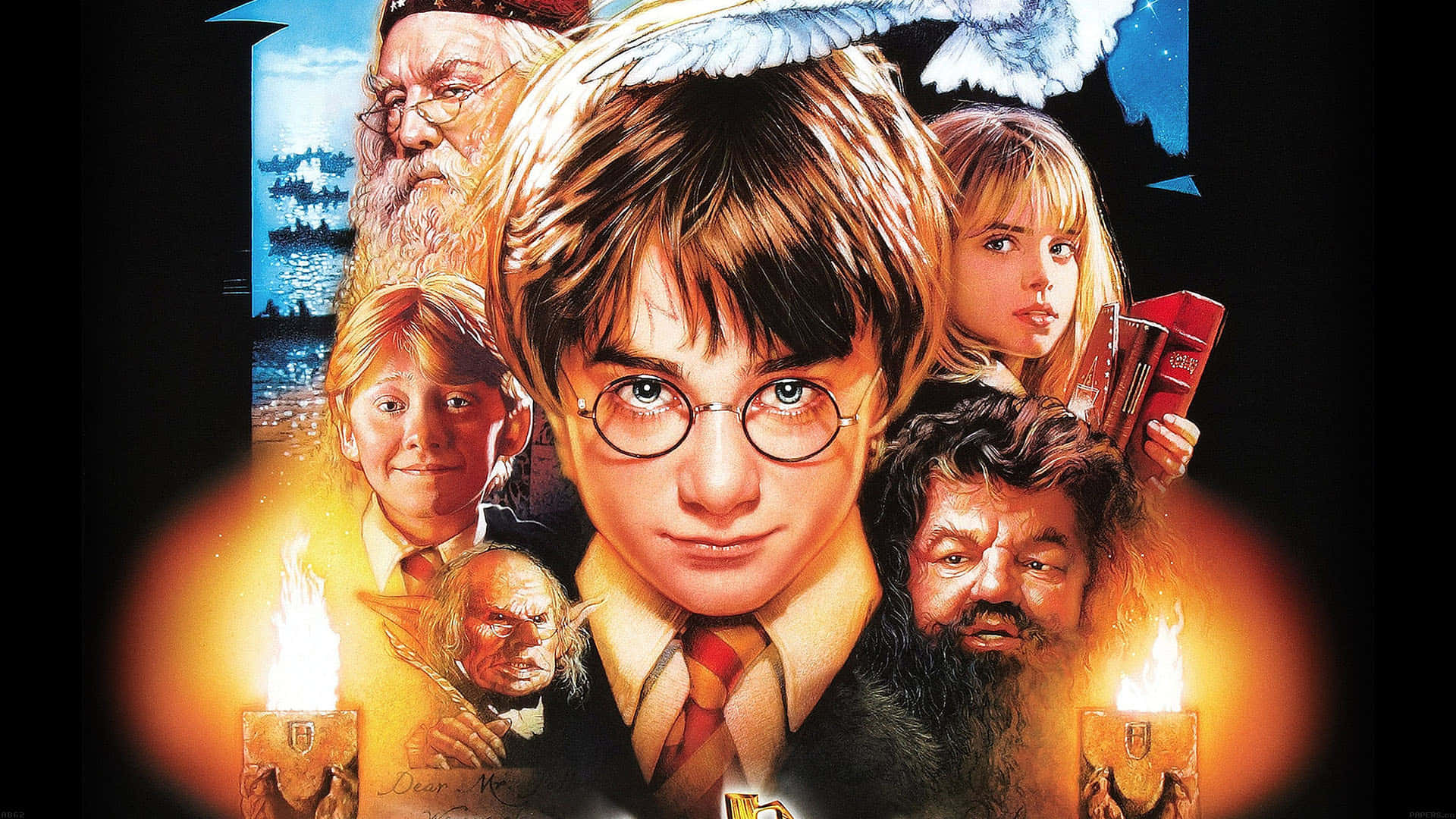 Harry Potter All Characters Phoenix Orange Light Wallpaper