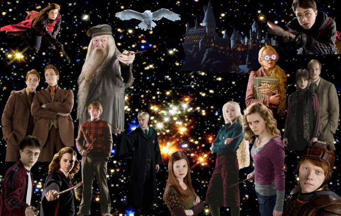Harry Potter All Characters Sparkling Art Wallpaper