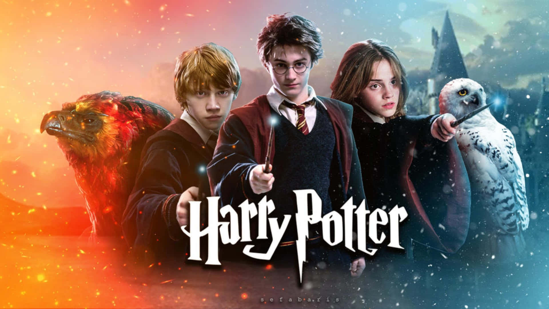 Posterdel Film Harry Potter Con Tutti I Personaggi Sfondo