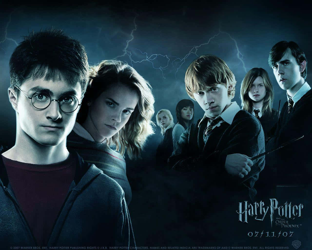 Tuttii Personaggi Principali Di Harry Potter Insieme In Una Epica Foto Di Gruppo Sfondo