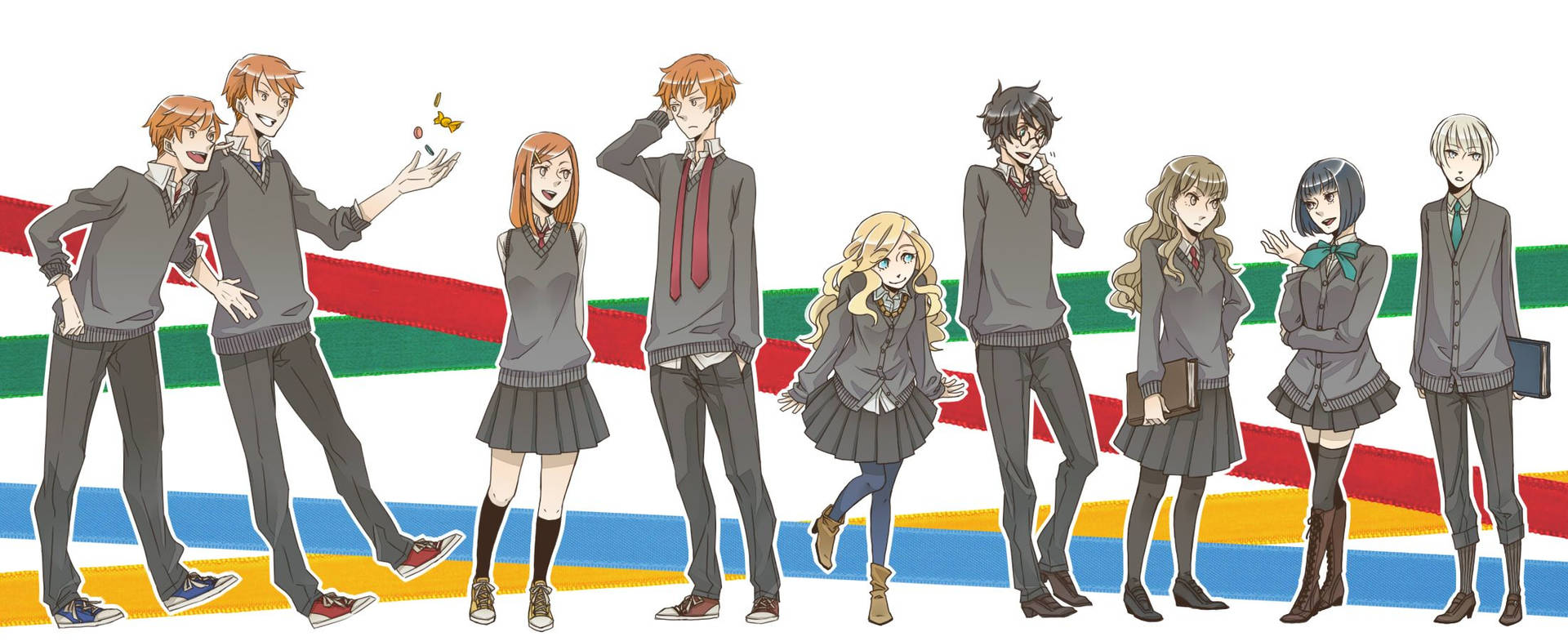 Download Harry Potter Anime House Colors Wallpaper 