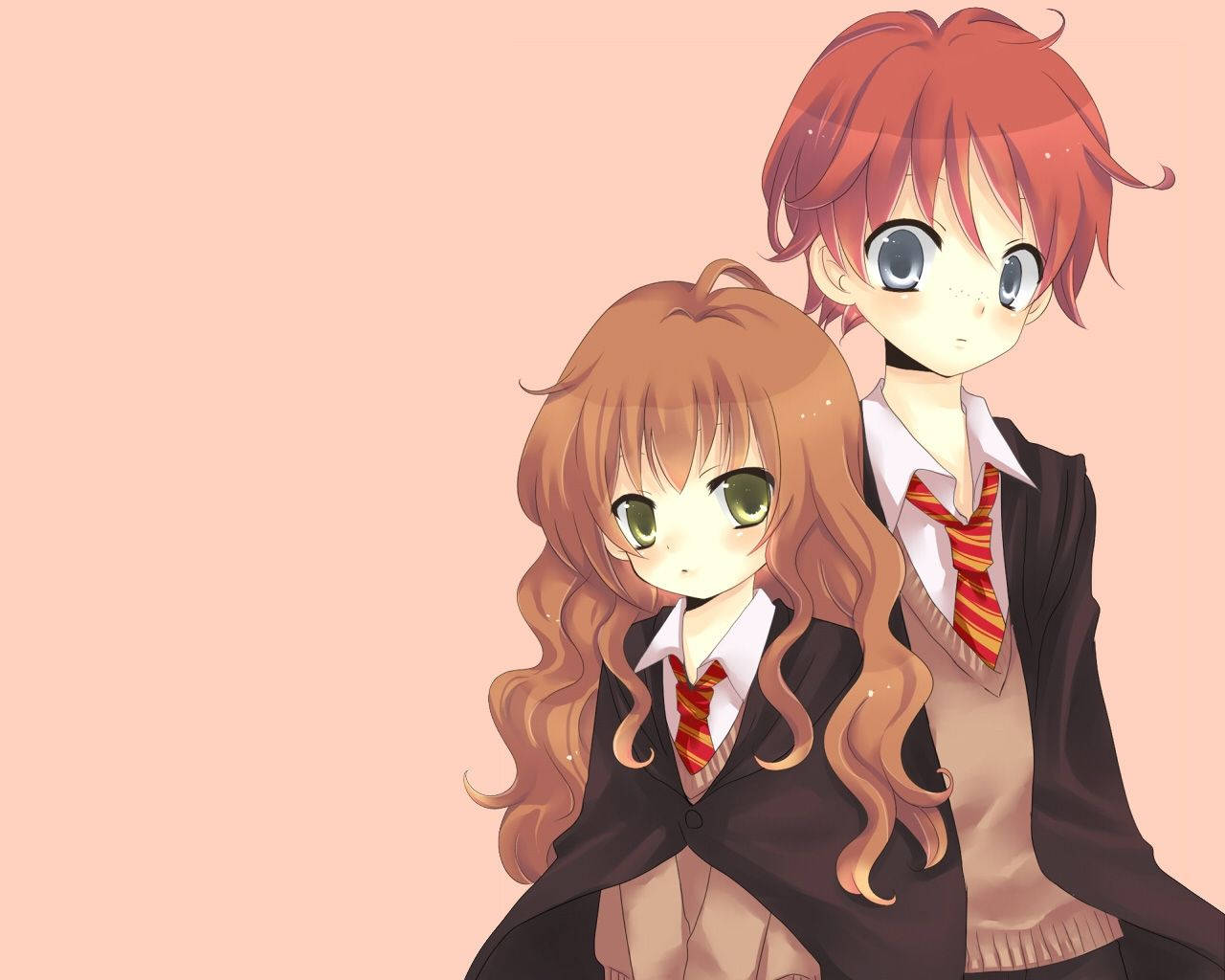 Download Harry Potter Anime Ron And Hermione Wallpaper 