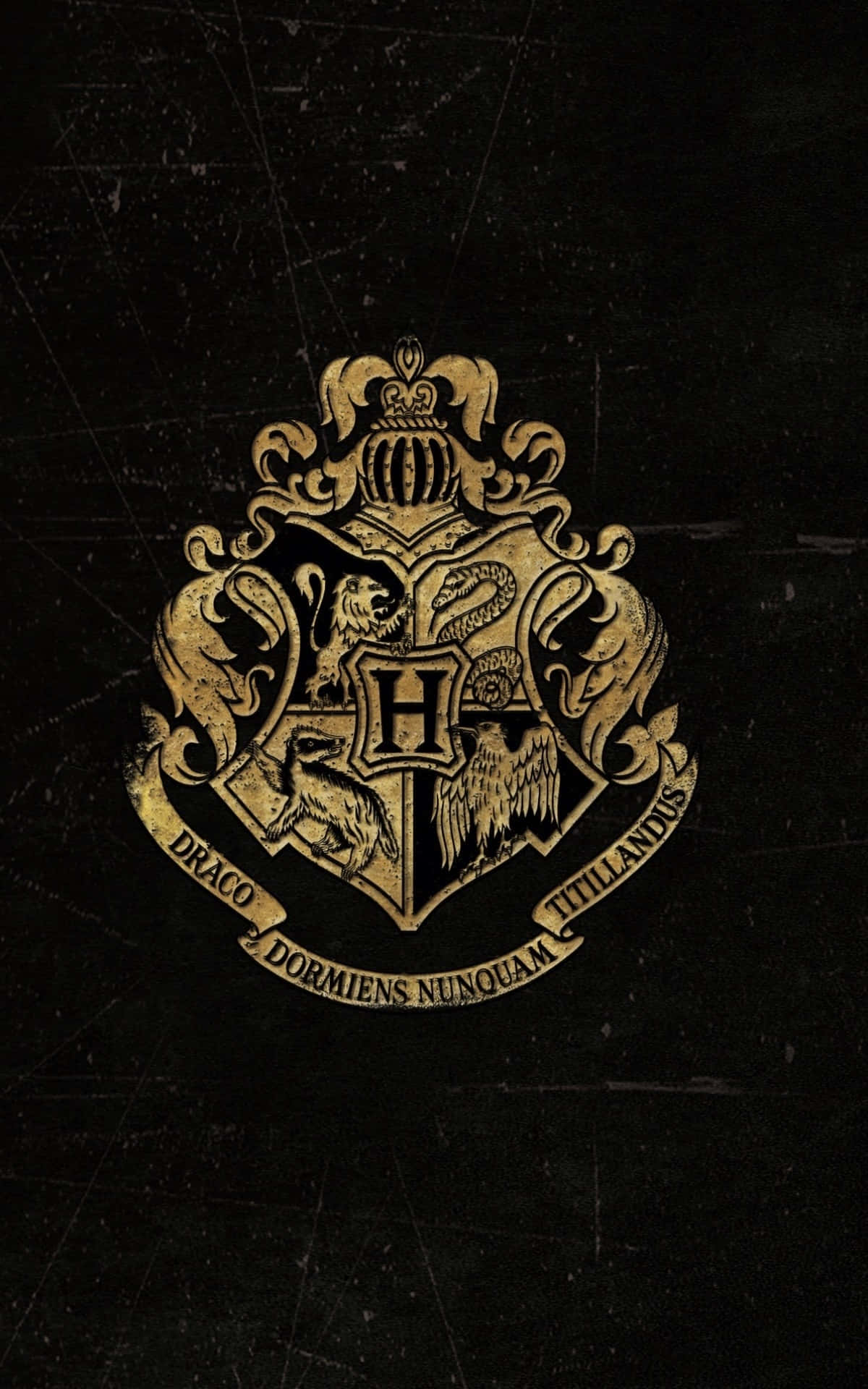 Gold Hogwarts Crest Harry Potter Background