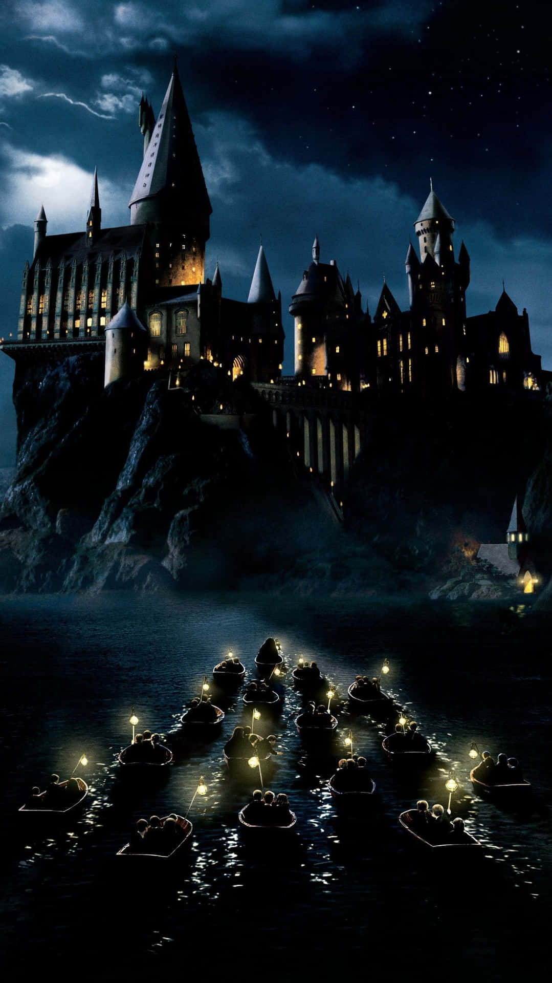 Hogwartsslot Om Natten Harry Potter Baggrund