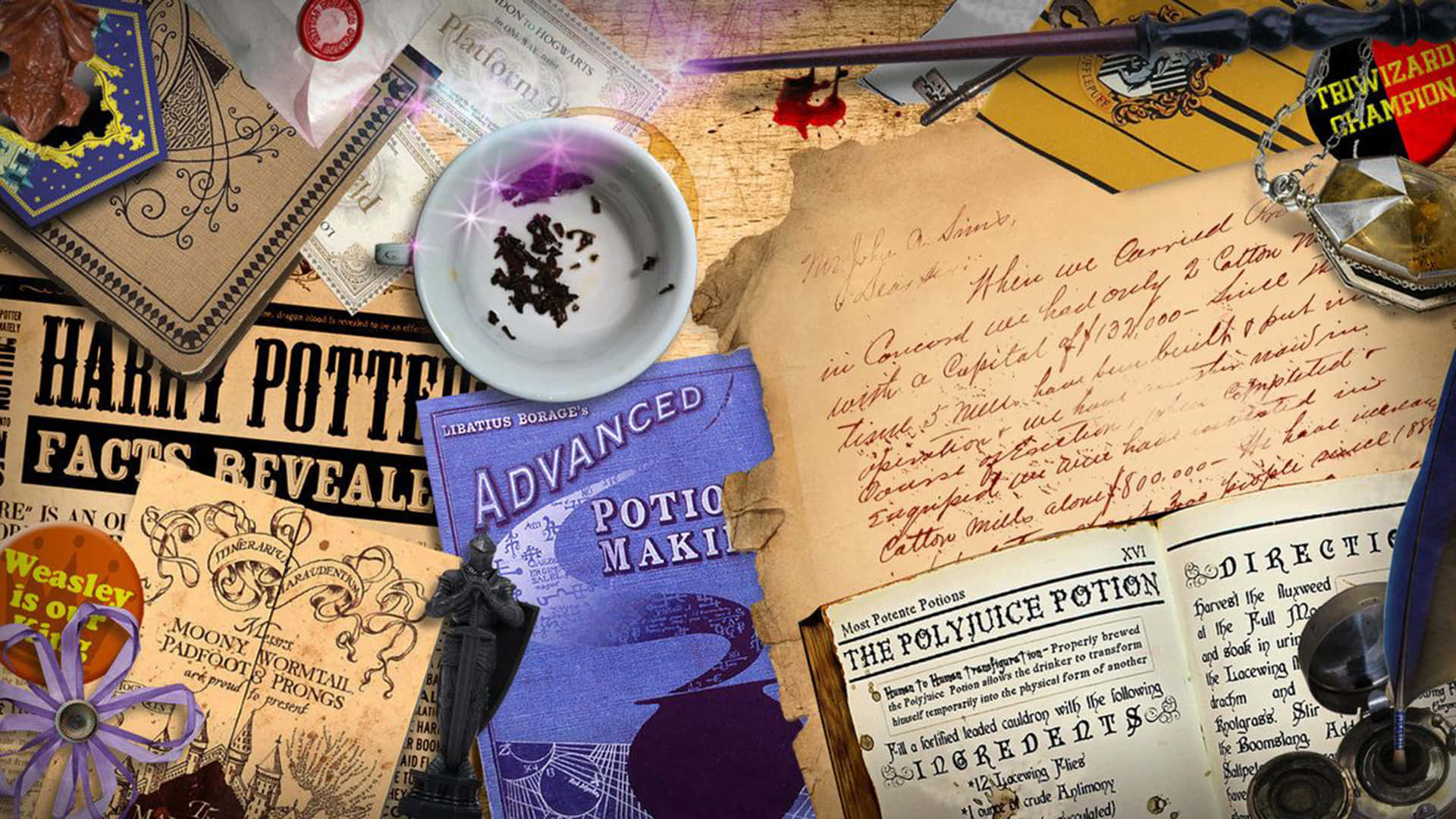 Harry Potter Desk Collage Background