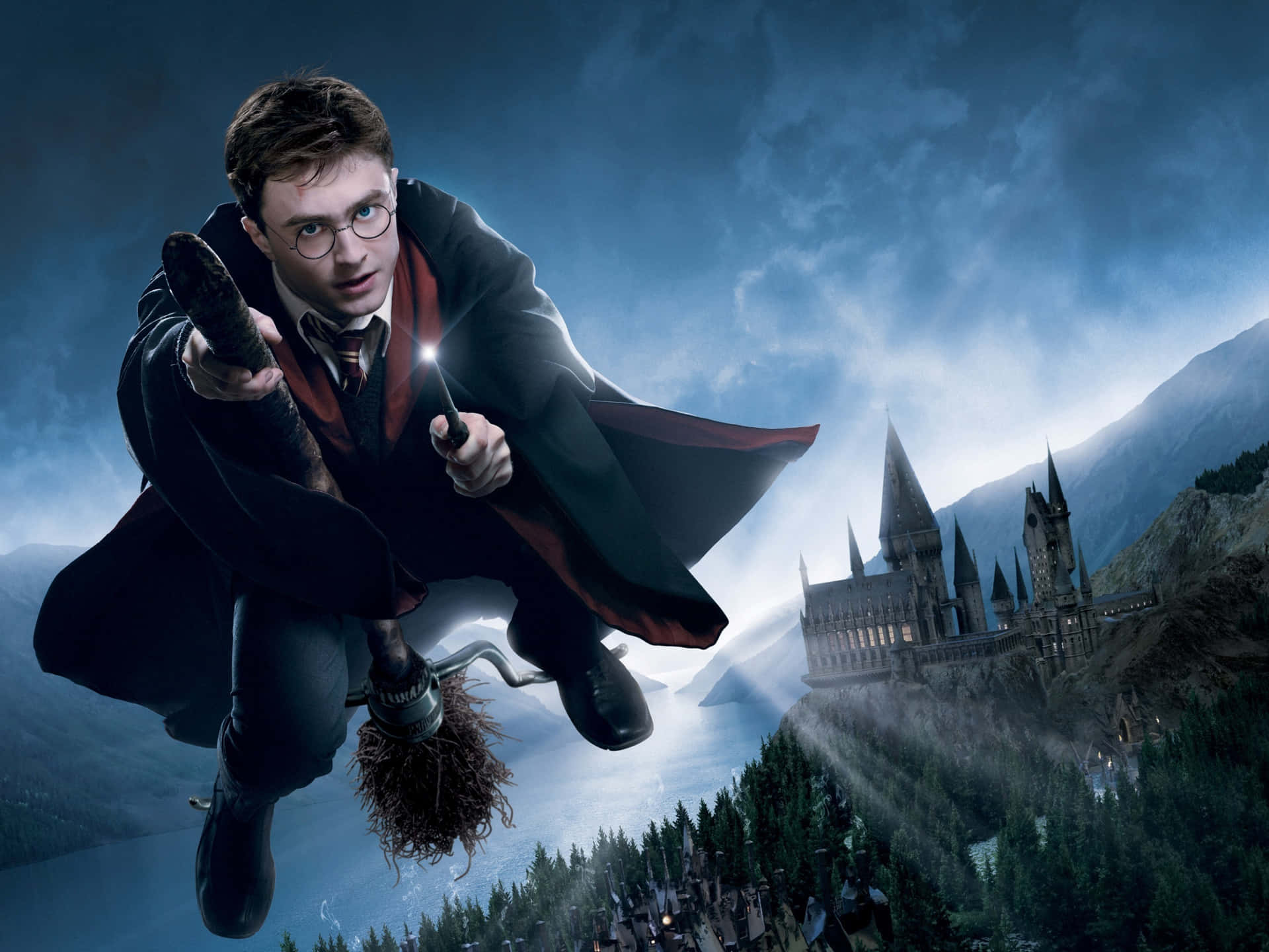 Harry Potter Flying Broomstick Background