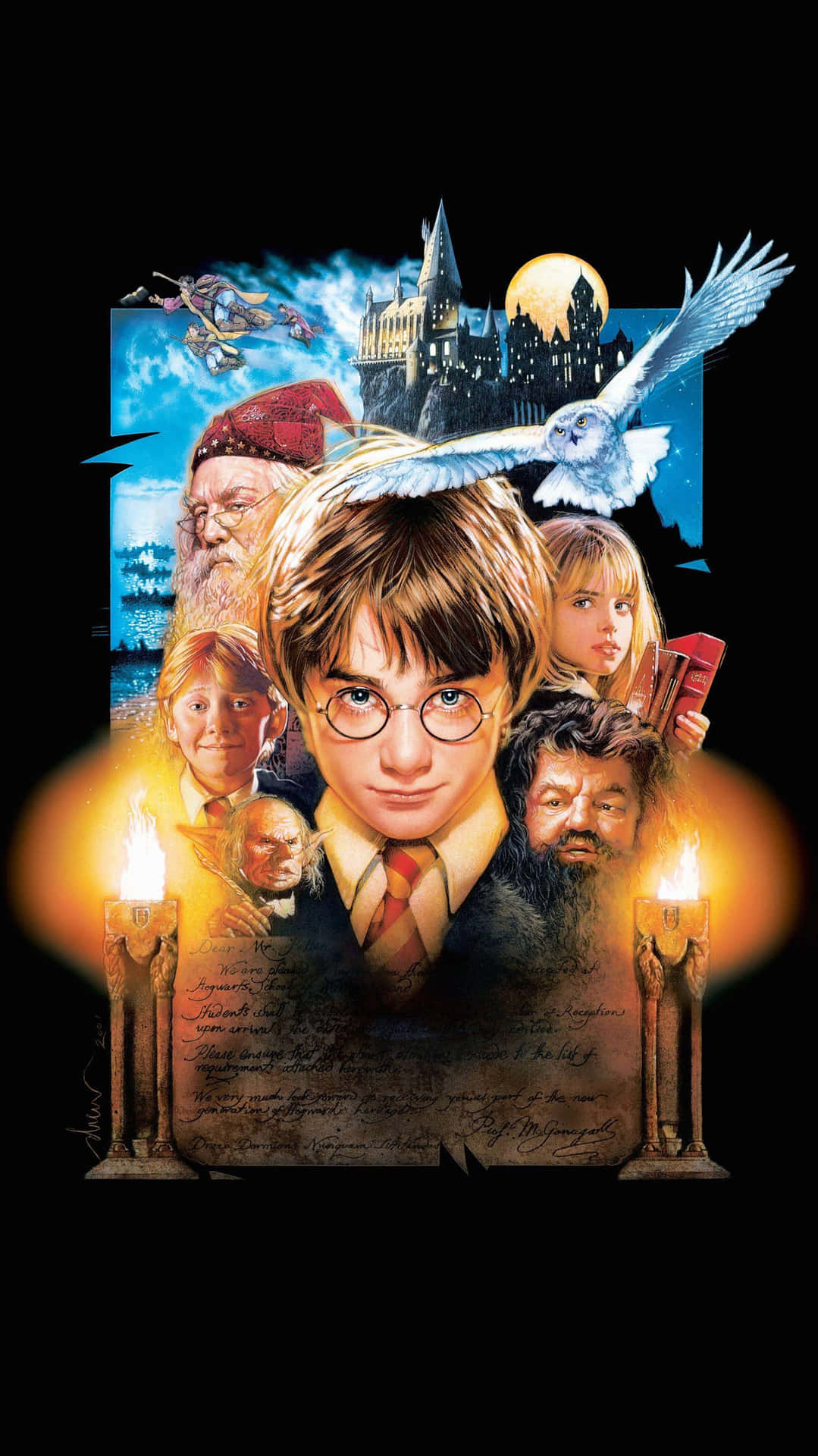 Pósterde Harry Potter Para Halloween Con Velas Fondo de pantalla