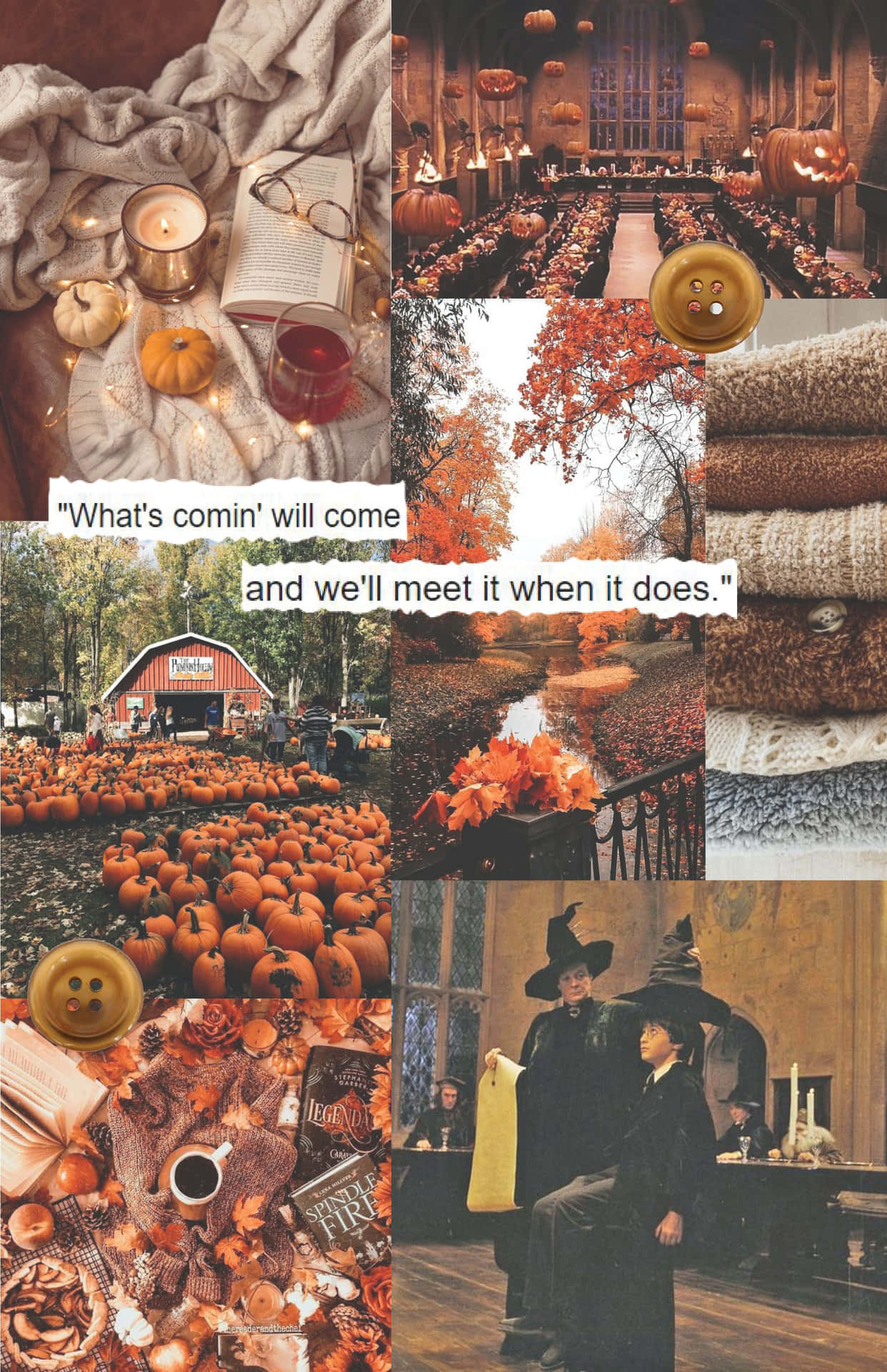 Harry Potter Halloween Orange Collage Wallpaper