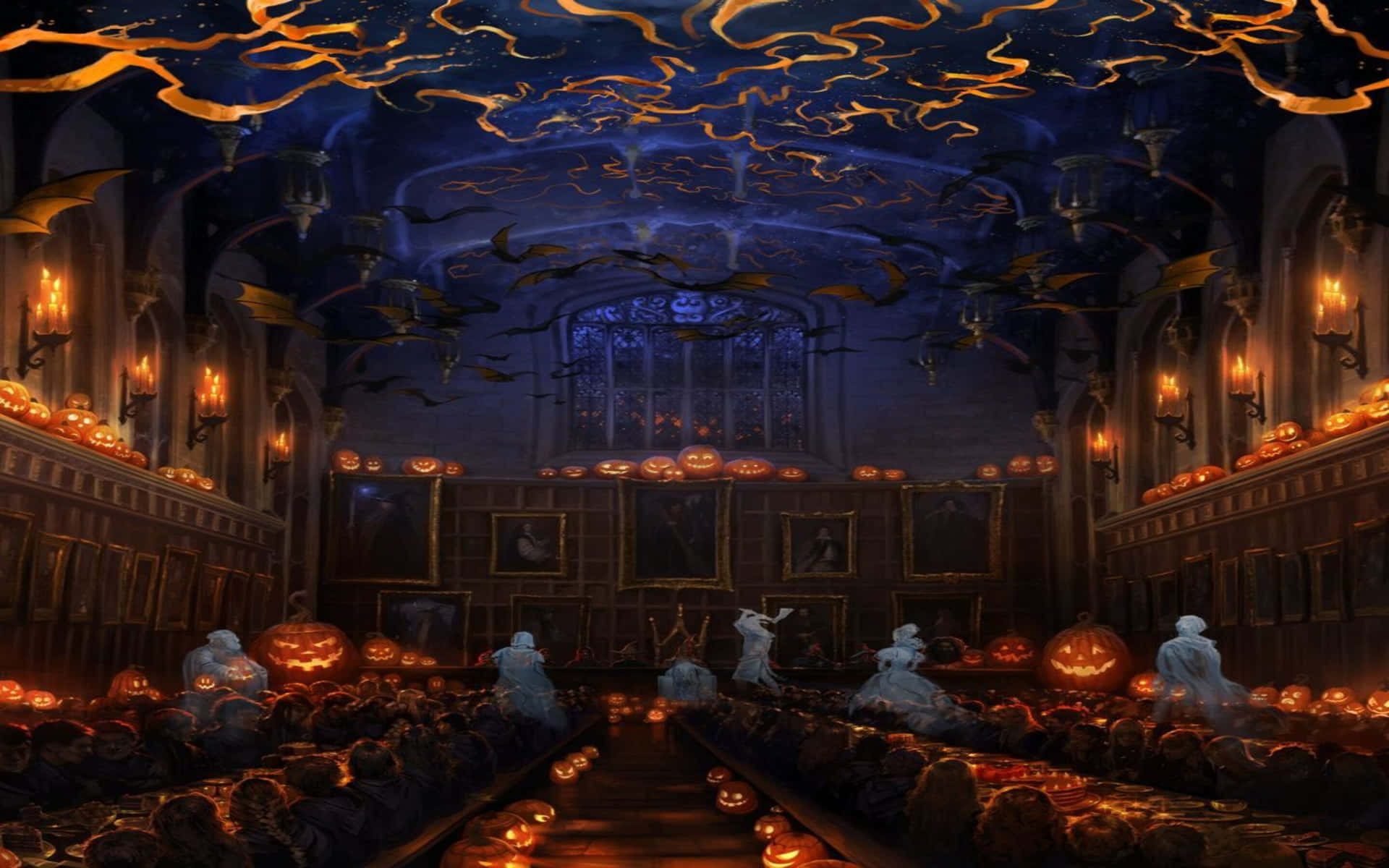 Harry Potter Halloween With Ghosts Wallpaper