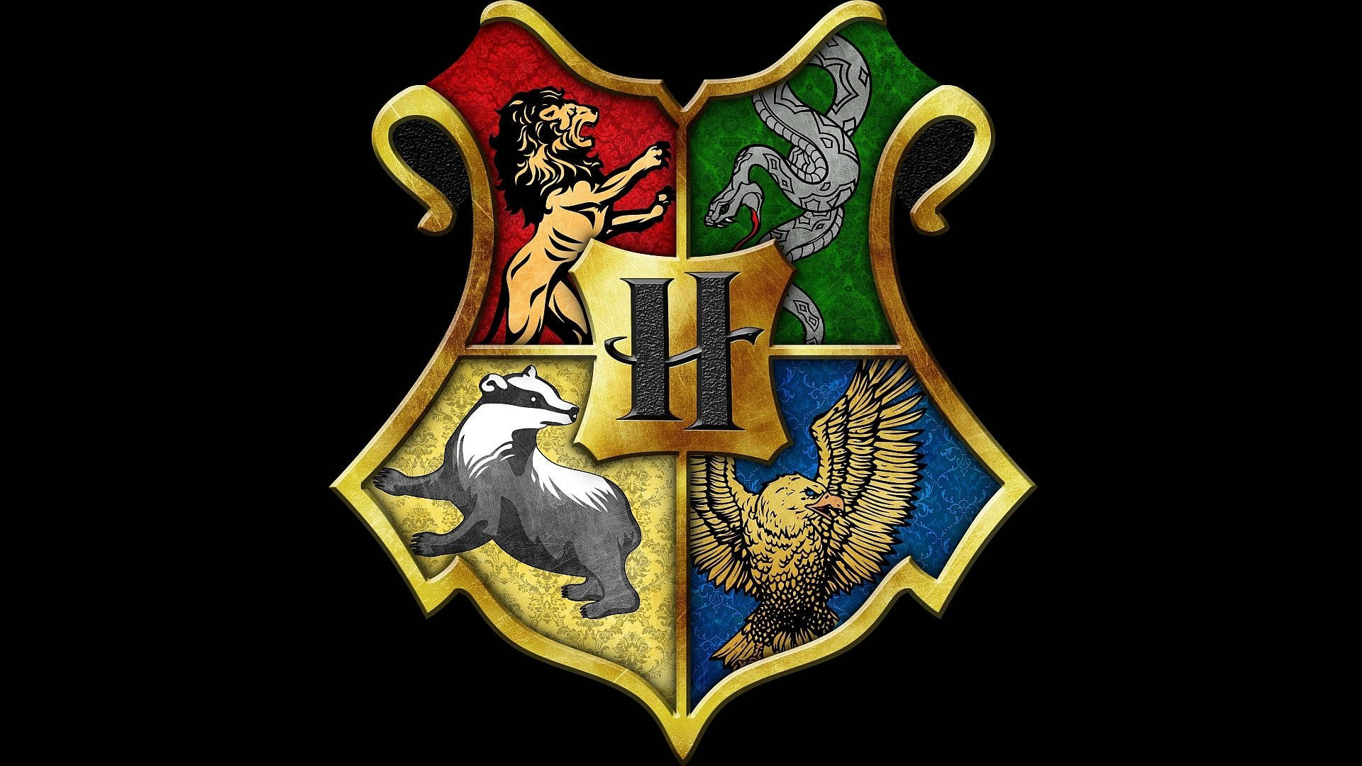 Harry Potter Houses Black Background Wallpaper