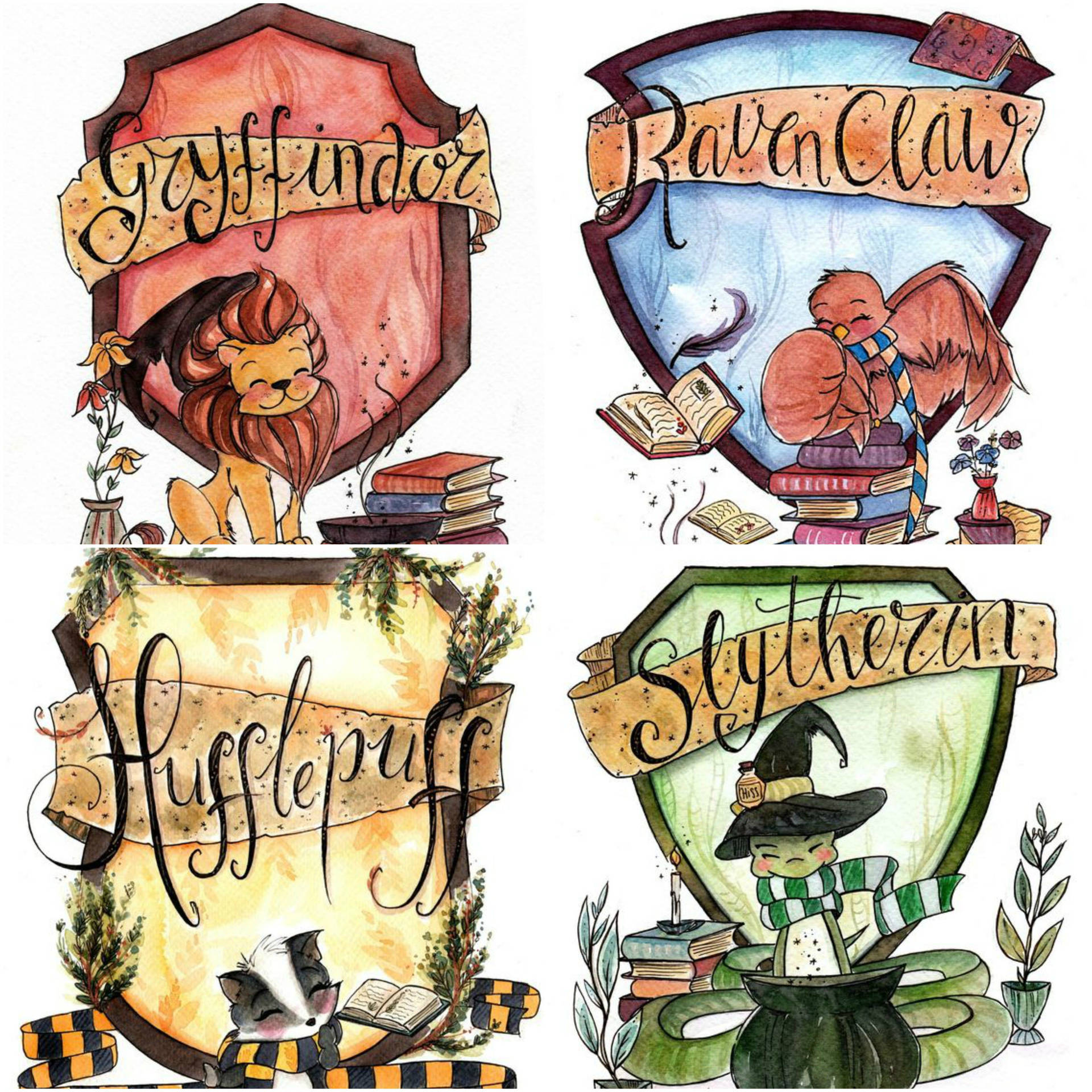 Harry Potter Houses Child Art Wallpaper
