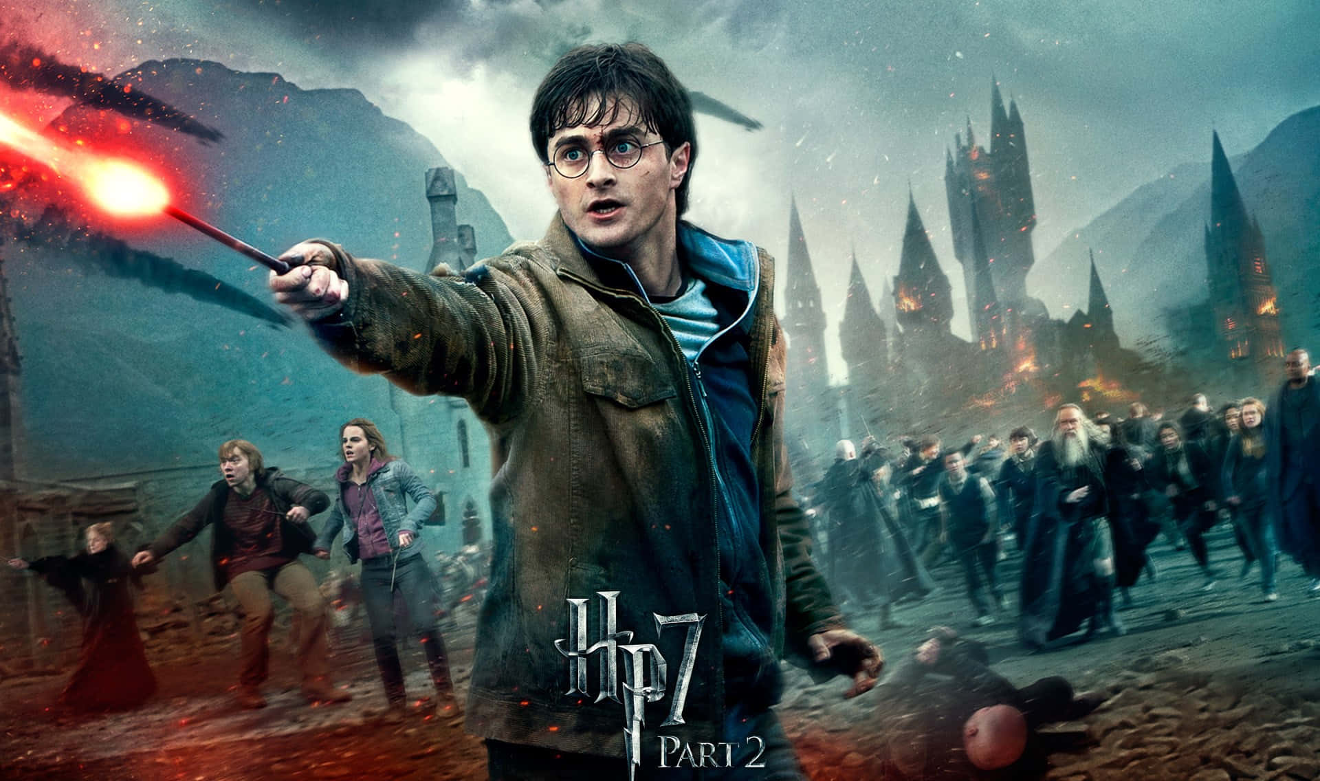 Harry Potter Landscape Casting Spell With Wand Wallpaper