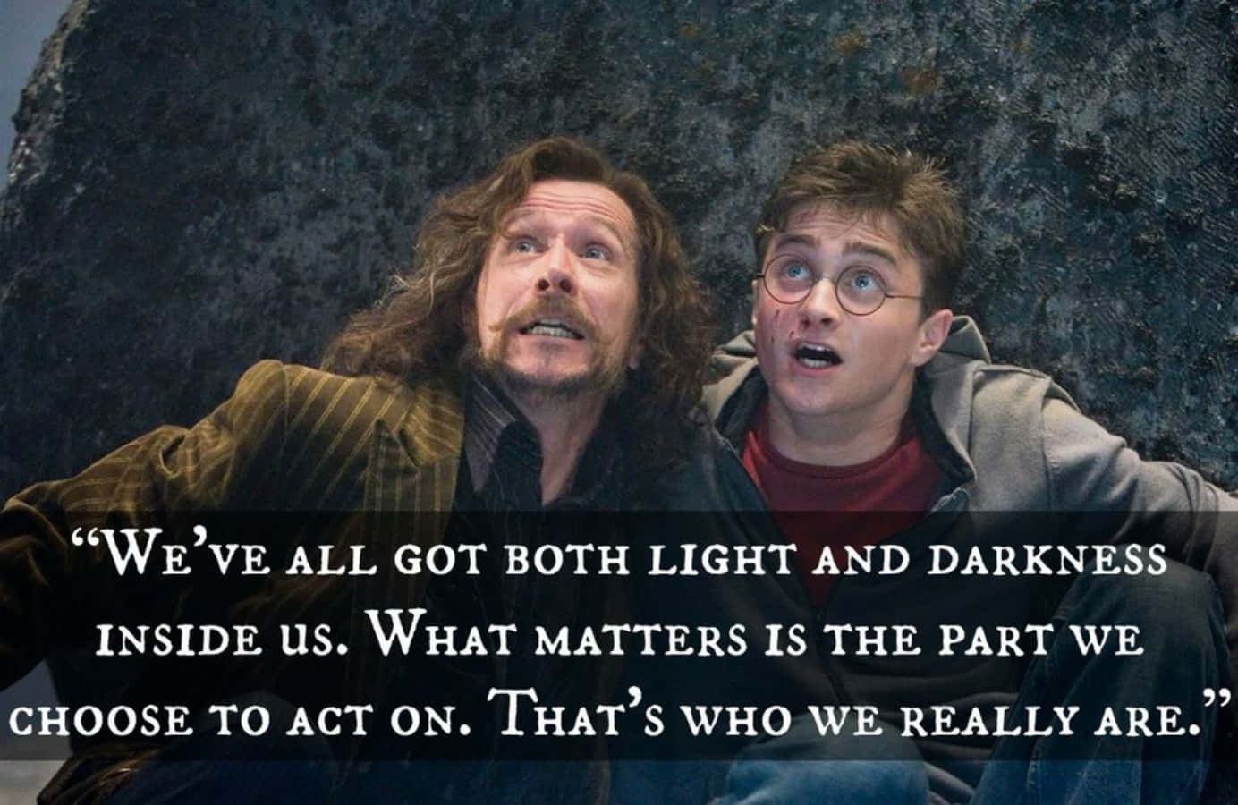 Inspirational Harry Potter Quote on a Magical Background Wallpaper