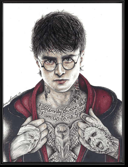 Harry Potter Tattooed Portrait PNG