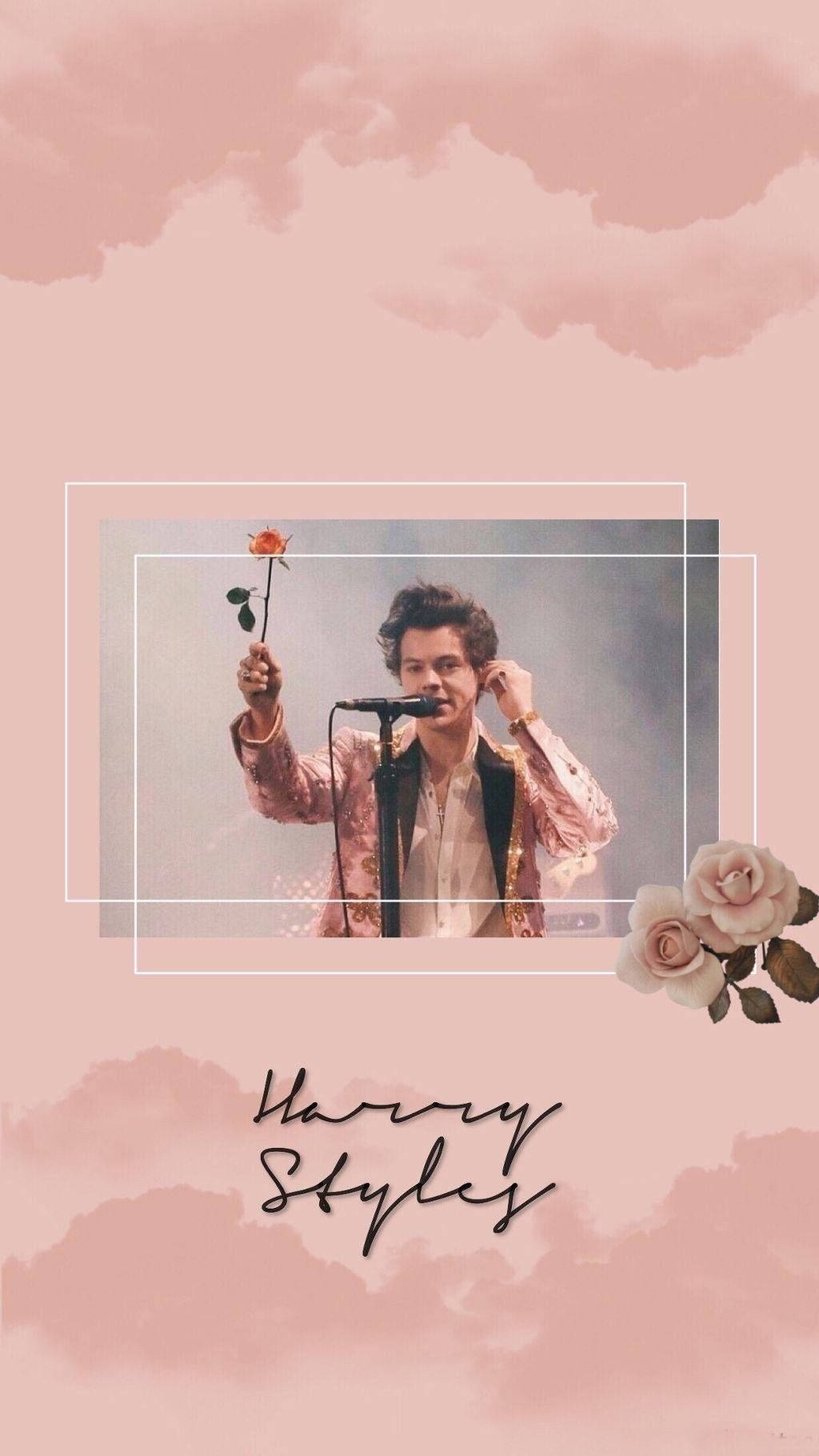Harry Styles Aesthetic Pink Background Wallpaper