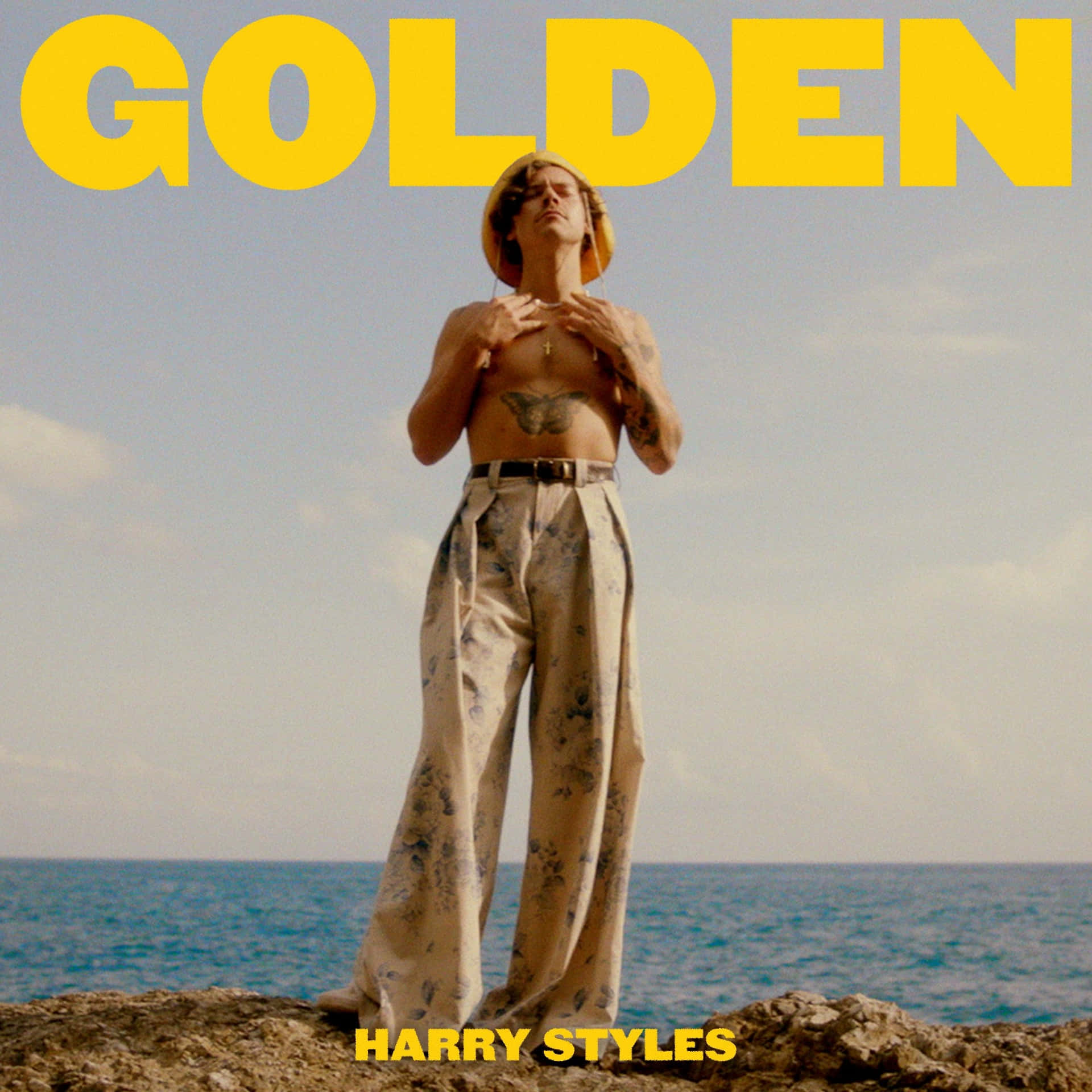 Guldfärgadav Harry Styles Albumomslag. Wallpaper