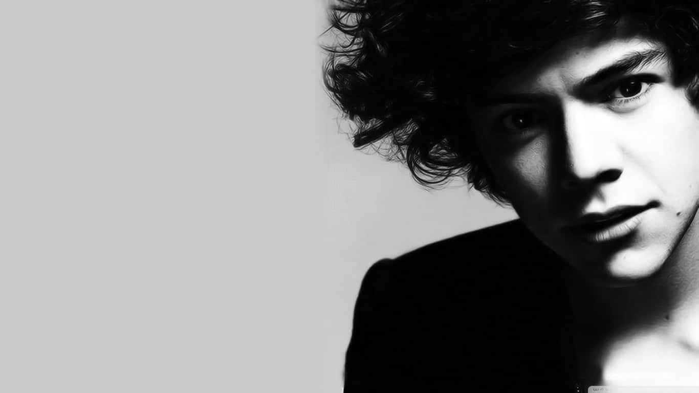 Younger Harry Styles Black And White Wallpaper