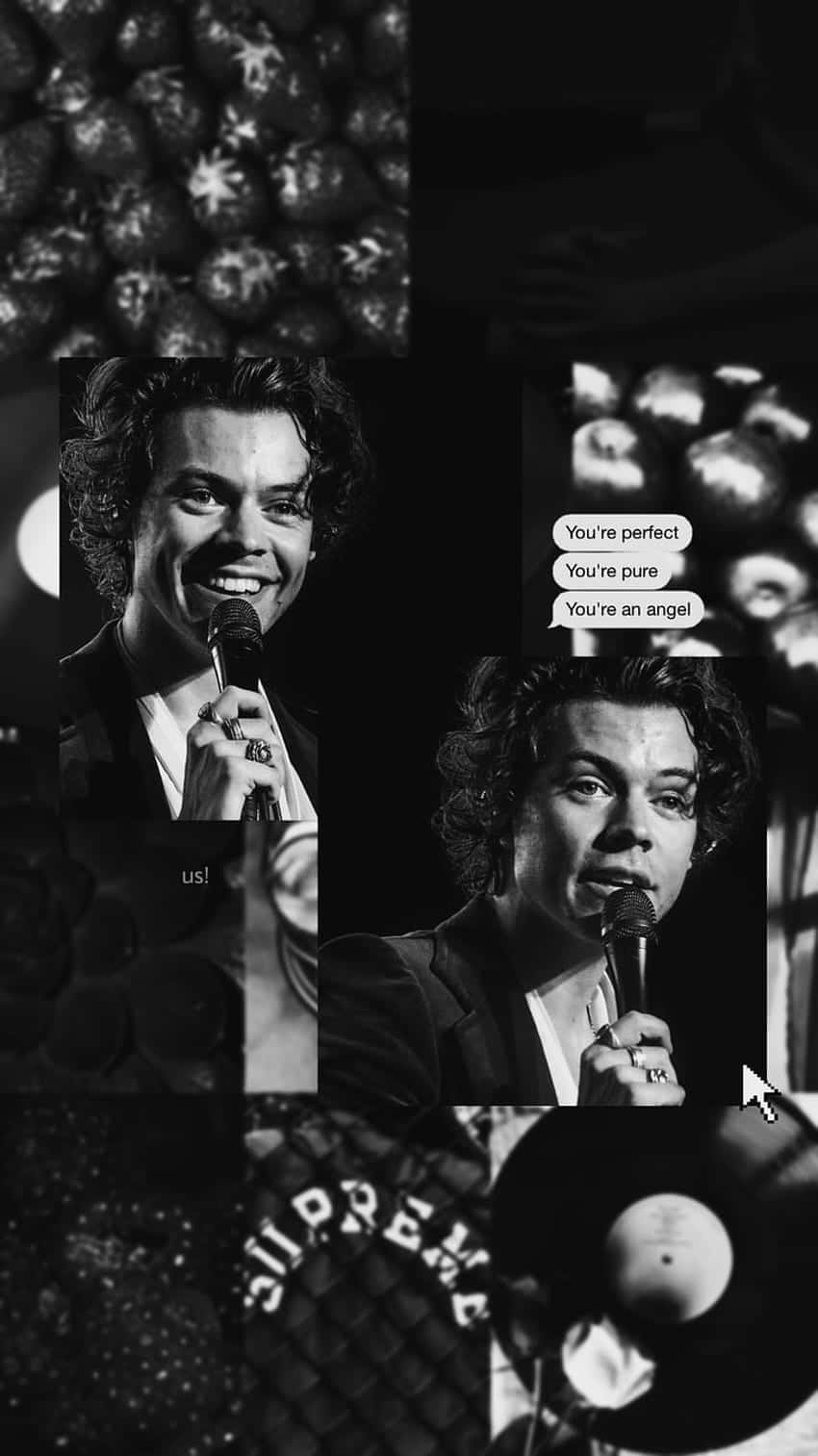 Harry Styles Black And White Mosaic Wallpaper