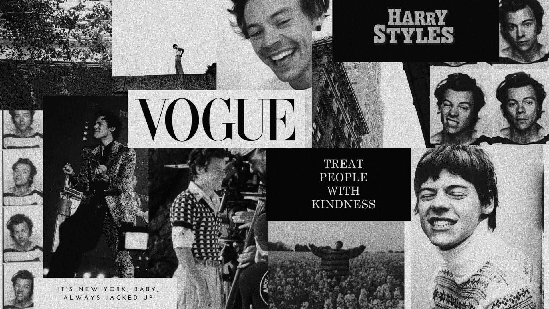 Gingham Wallpaper: Harry Styles står i sort-hvid gingham tapet. Wallpaper