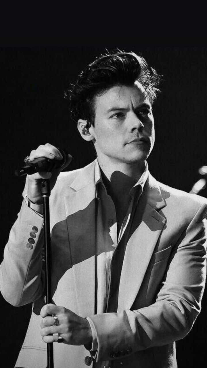 Harry Styles Black And White Photo In A Suit Wallpaper