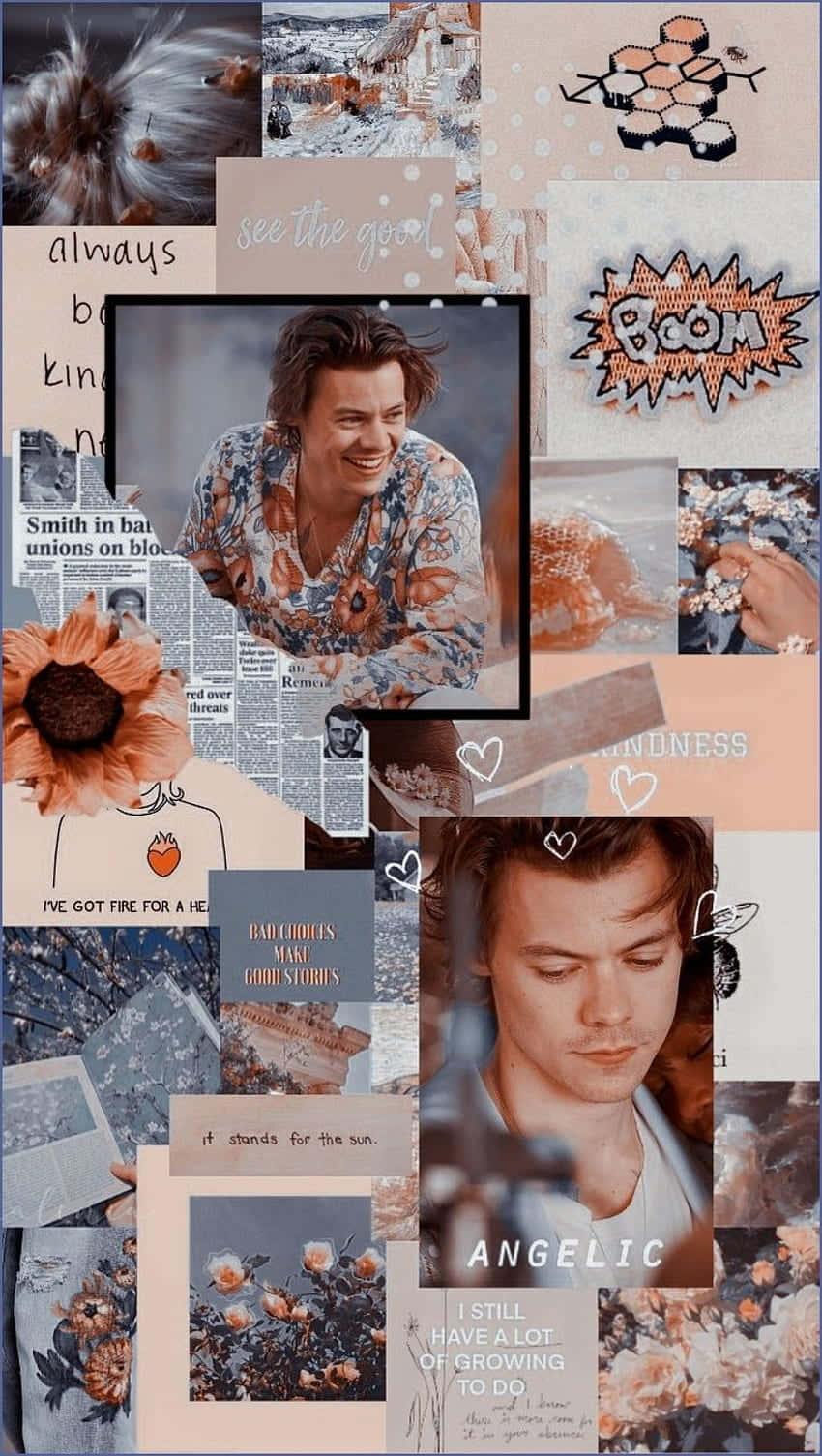 "A Collage of Harry Styles - Singer, Songwriter and Actor" Wallpaper