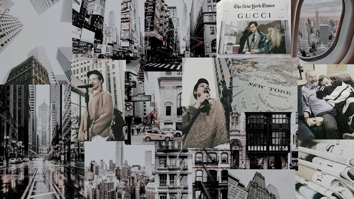 Harry Styles Collage New York Aesthetic Computer Wallpaper