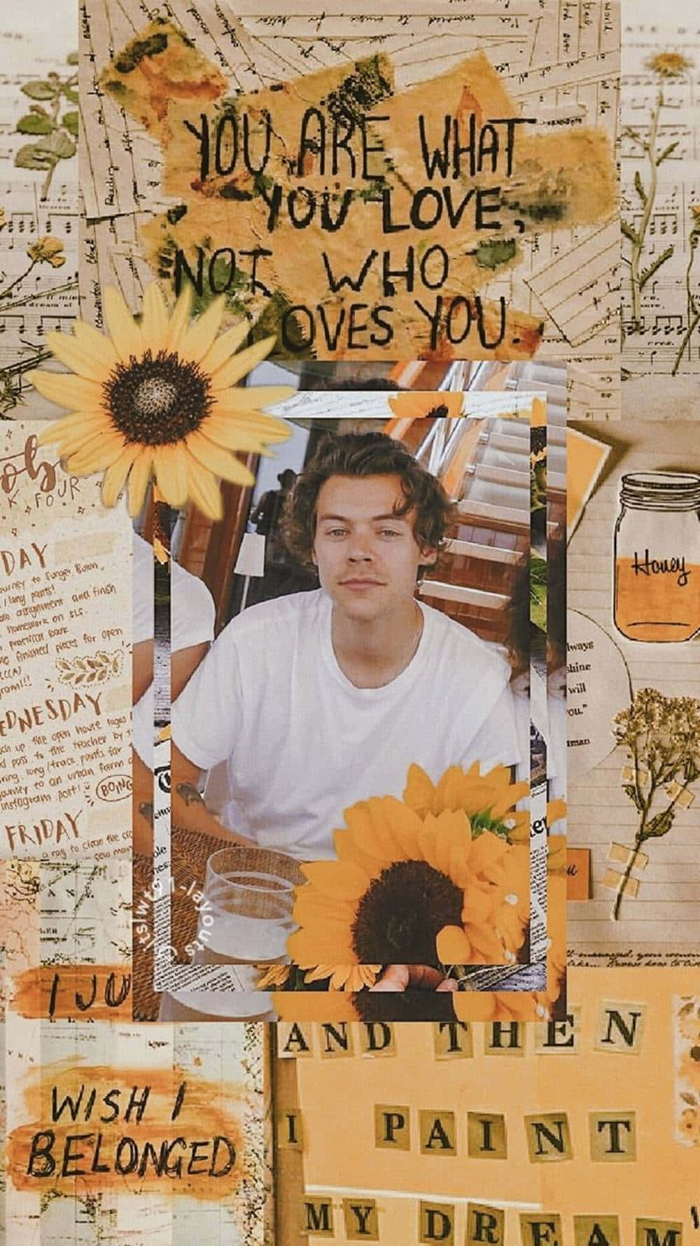 Enjoying Time With Friends - Harry Styles Collage Wallpaper