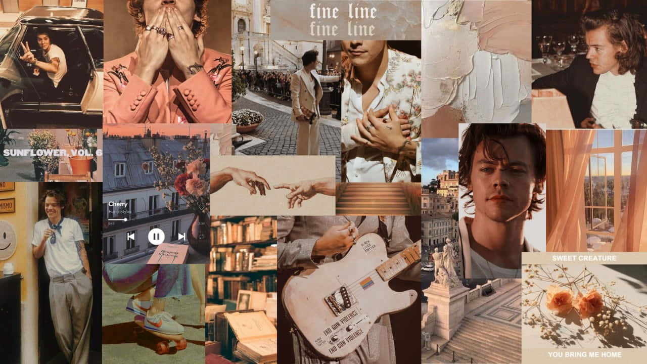 Harry Styles Fine Line Aesthetic Collage Wallpaper