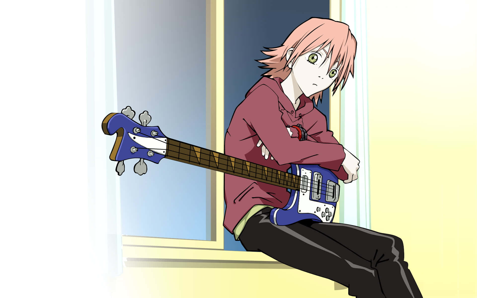 Harukoharuhara Posando Con Una Guitarra. Fondo de pantalla