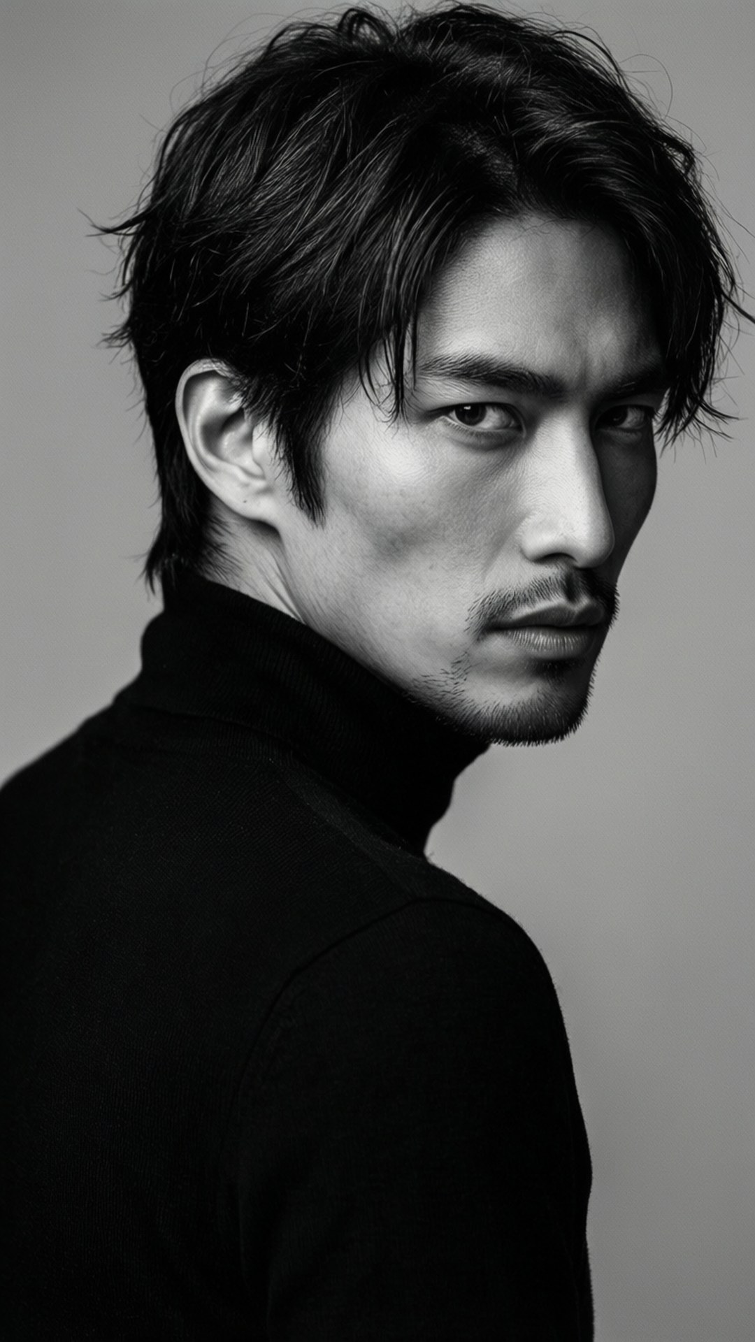 TREASURE's Haruto in a high-fashion monochrome portrait