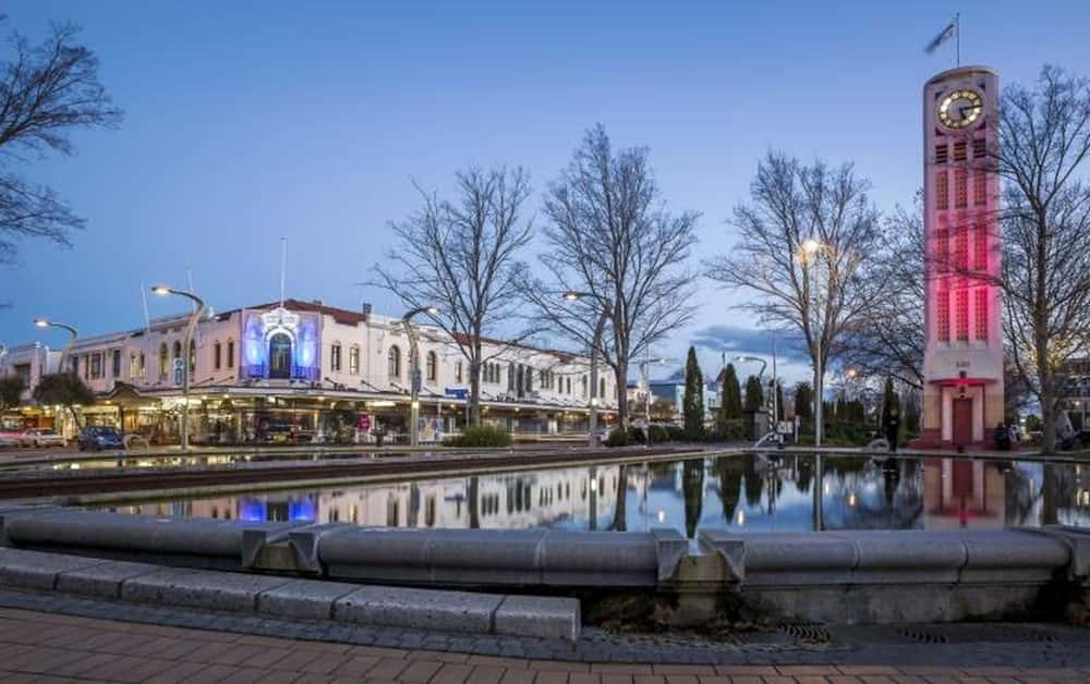 Hastings Clock Tower Dusk Reflection Wallpaper