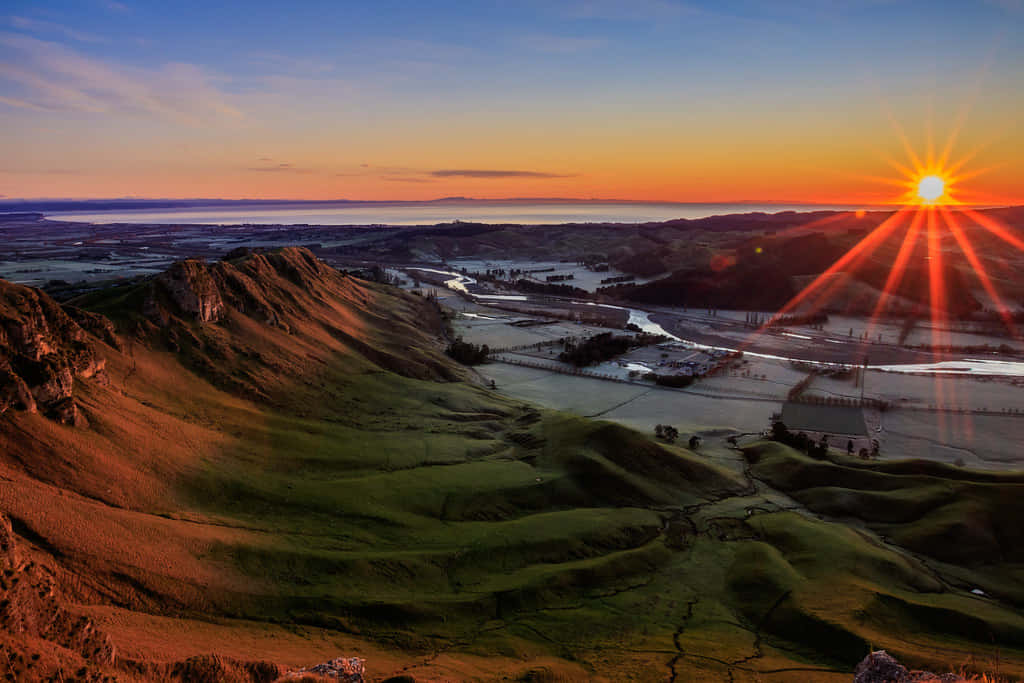 Hastings New Zealand Sunset Landscape Wallpaper