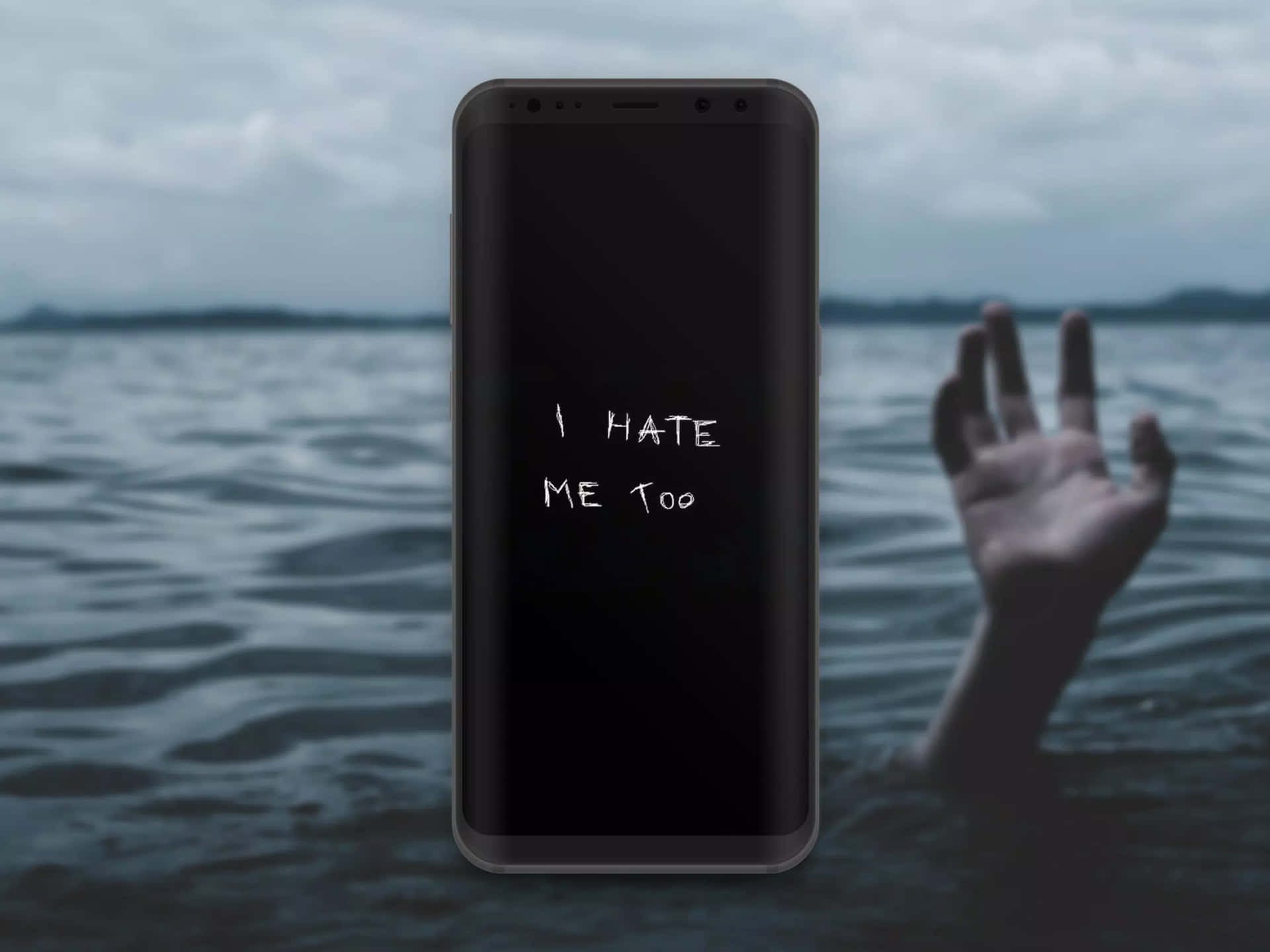 A Phone With The Words I Hate Me To Me On It Wallpaper