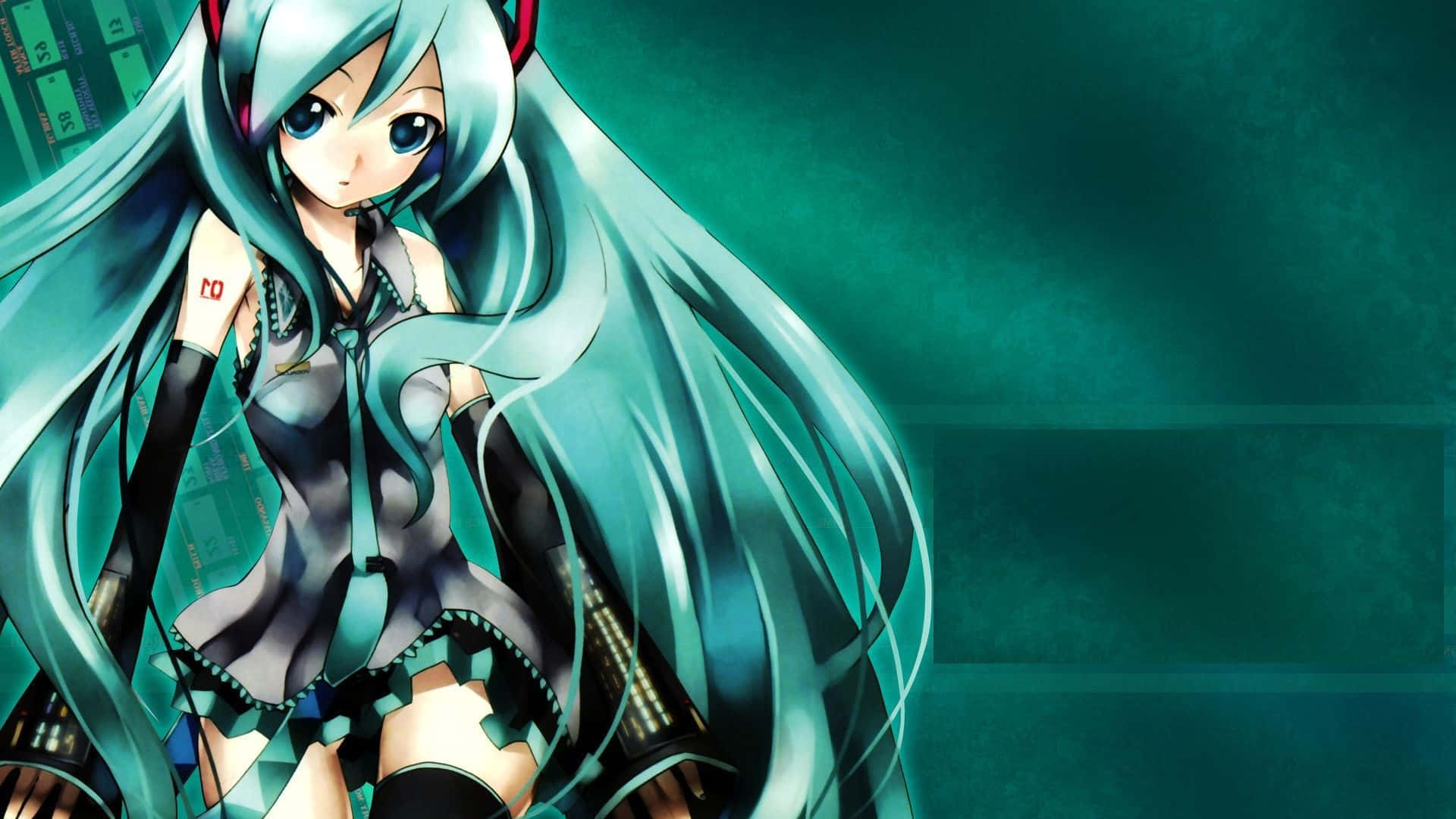 Hatsune Miku looks captivating in her signature outfit