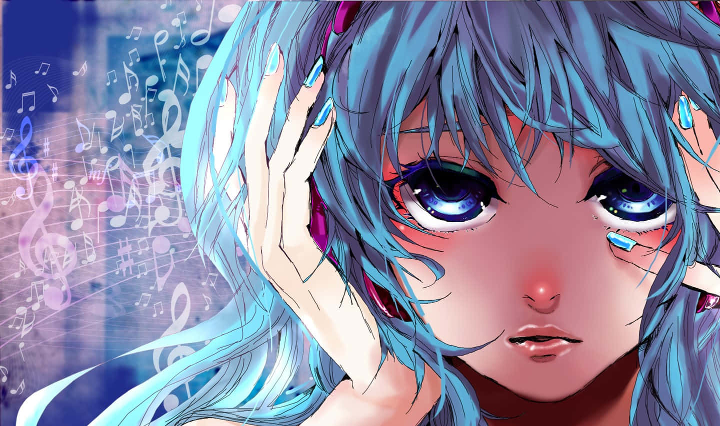 Hatsunemiku Närporträtt Musik Anime. Wallpaper