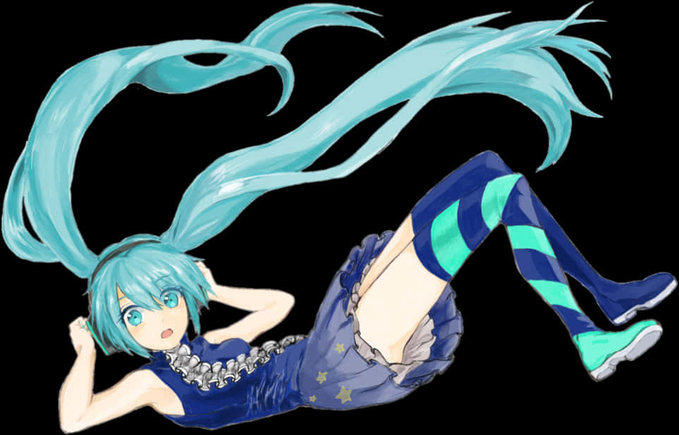 Hatsune Miku Floating Illustration PNG