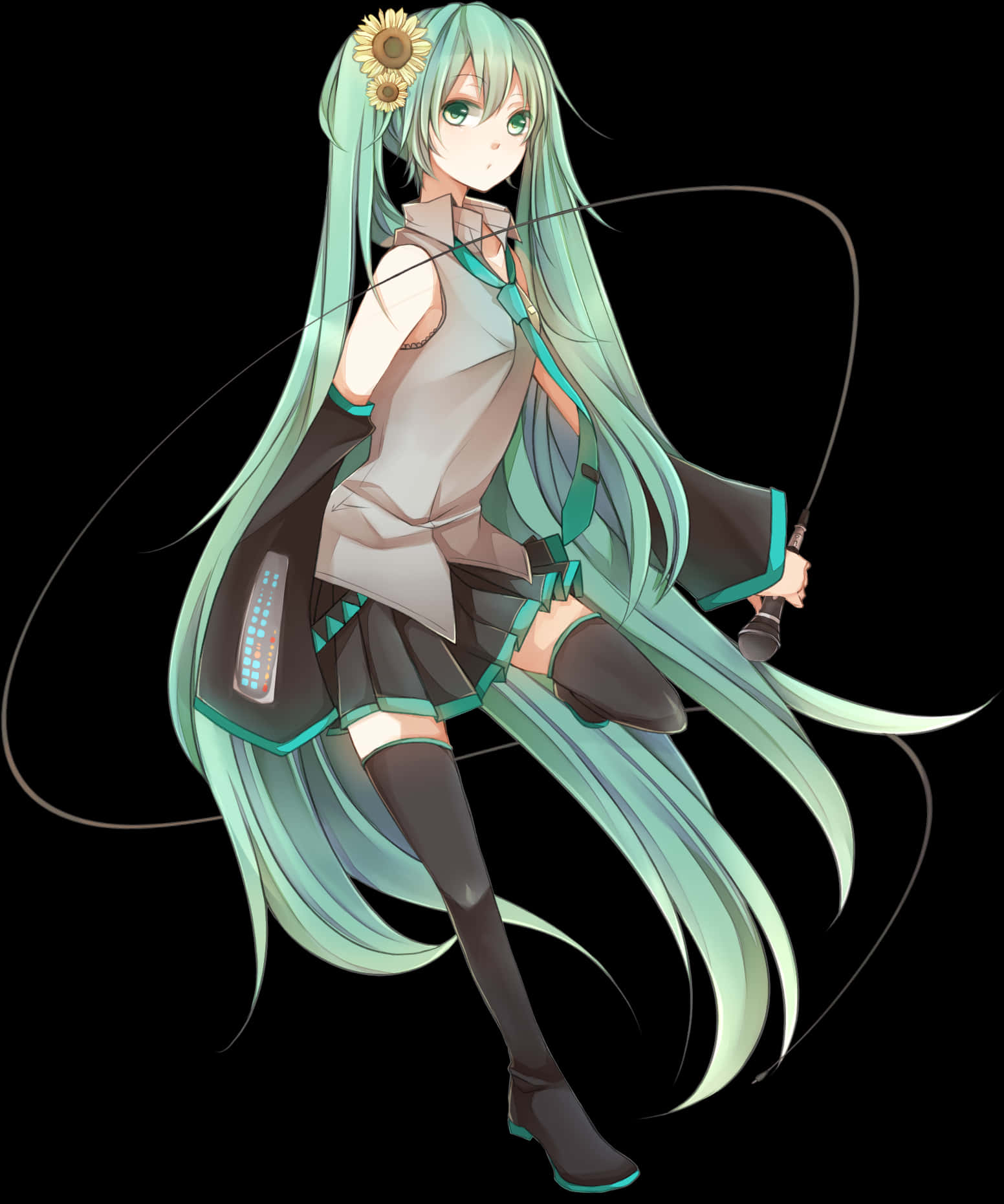 Hatsune Miku Floral Accent PNG