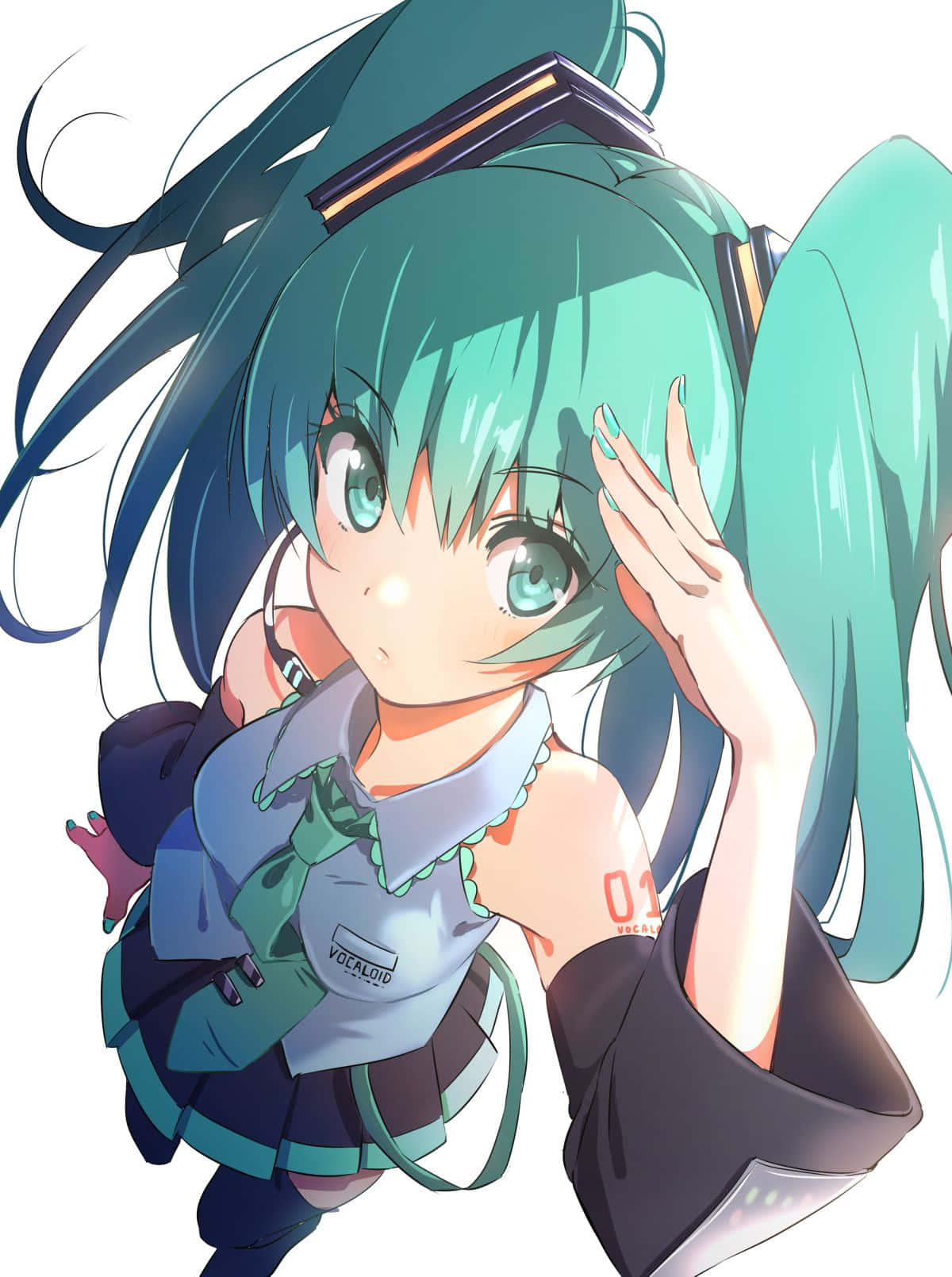 Hatsune Miku Turquoise Eyes And Pigtails Phone Wallpaper