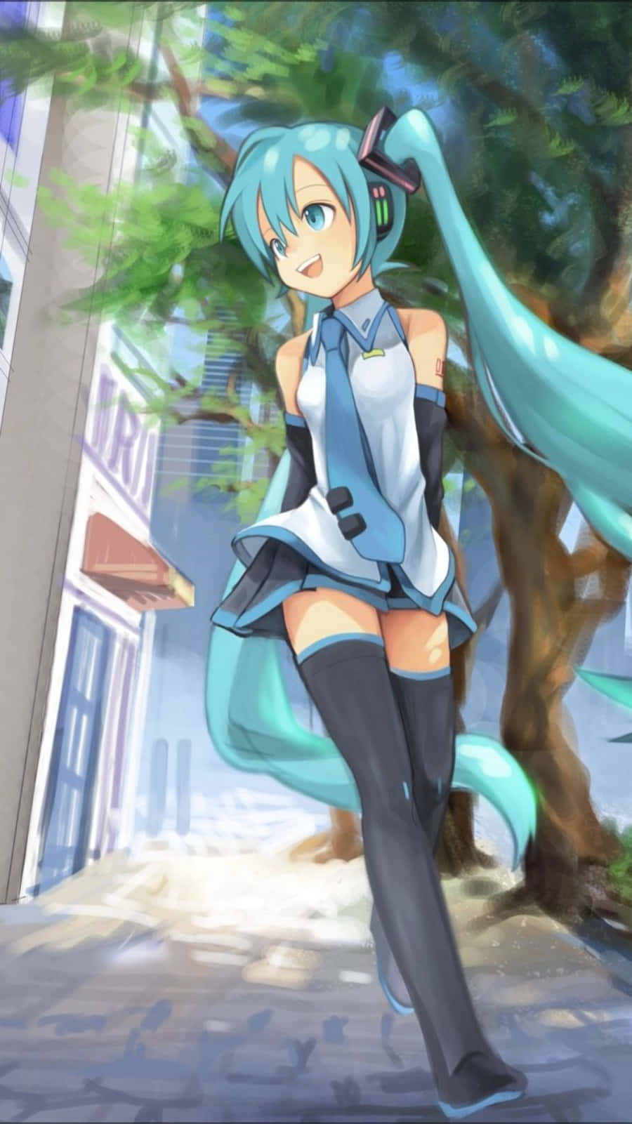 Play your favorite music with your Hatsune Miku Phone Wallpaper
