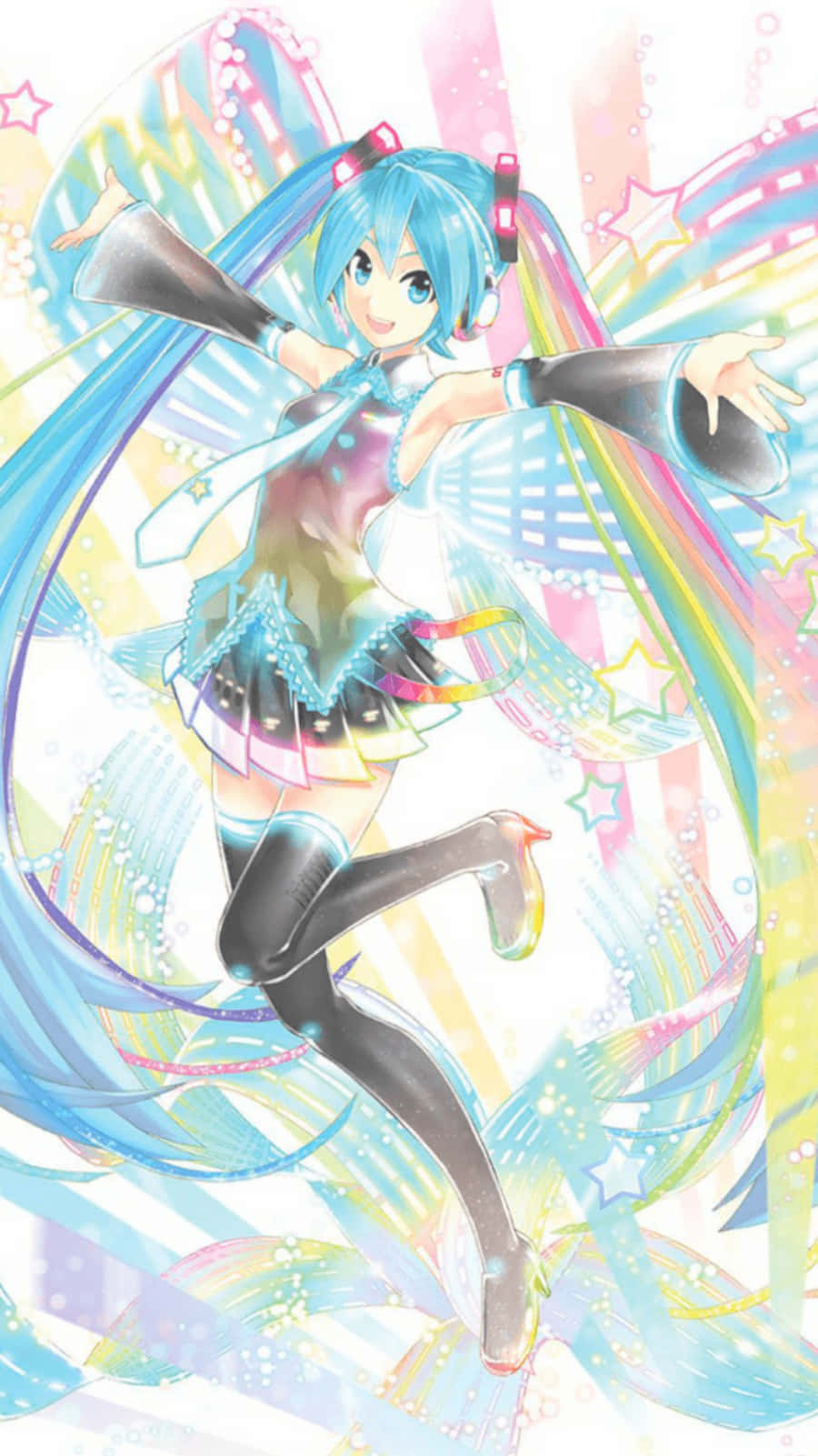Magiske og farverige Hatsune Miku telefon baggrunde Wallpaper