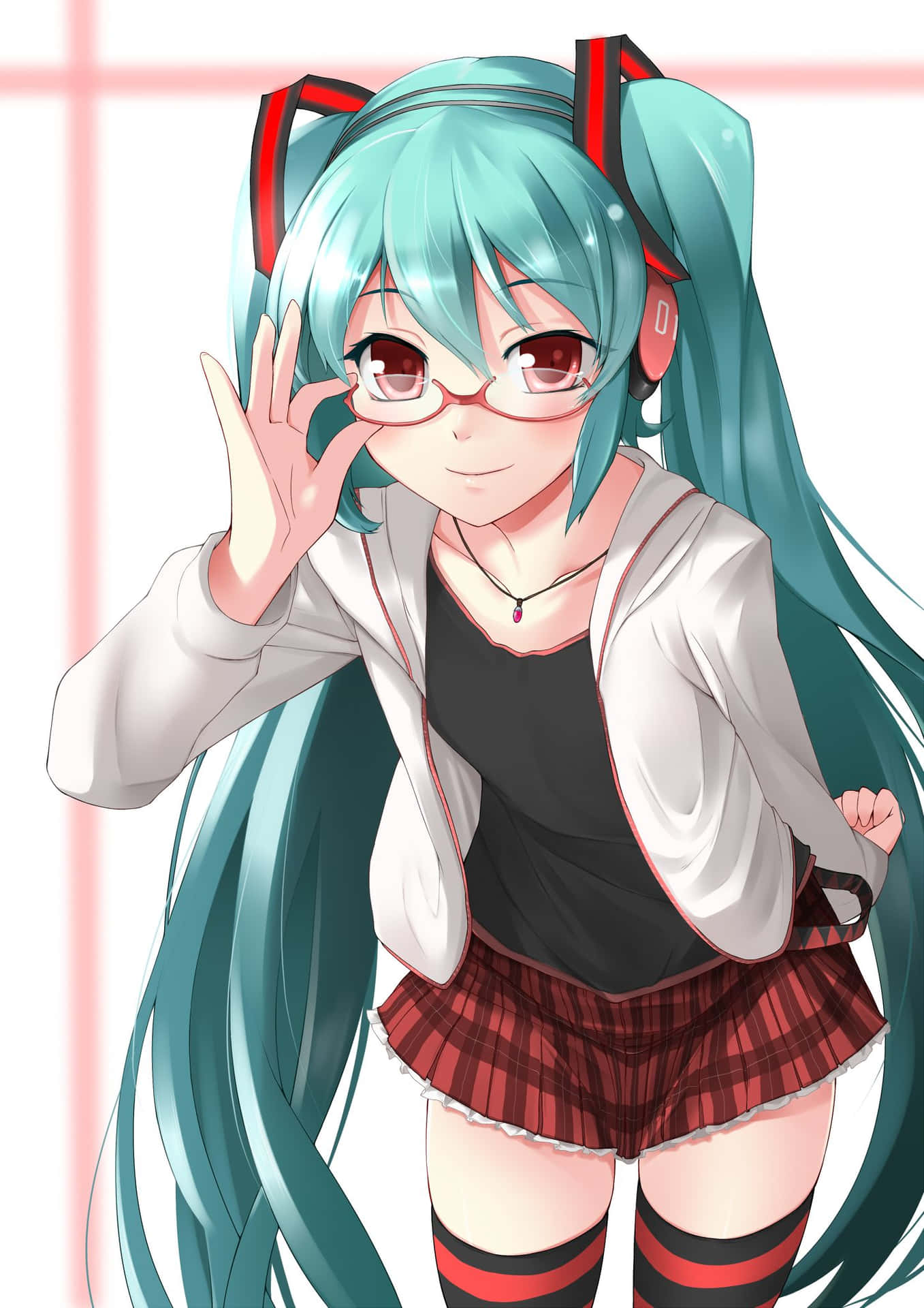 Hatsune Miku With Spectacles Phone Wallpaper