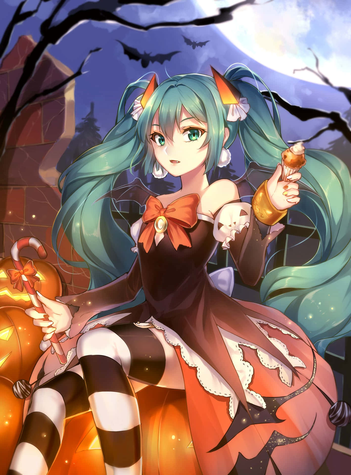 Hatsune Miku Halloween Dress Phone Wallpaper