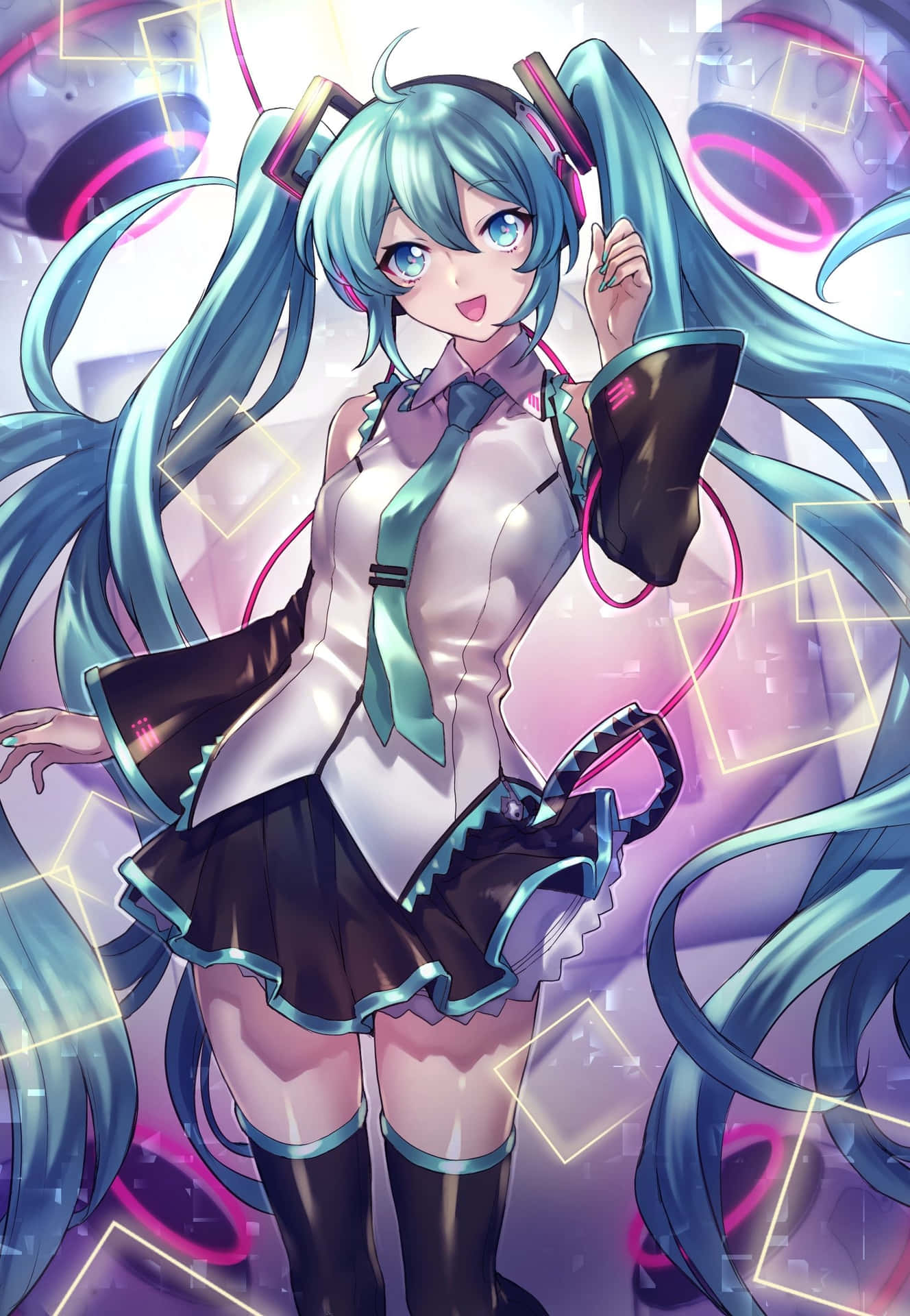 Get ready to dive into the Vocaloid world with one of Hatsune Miku's signature phones Wallpaper
