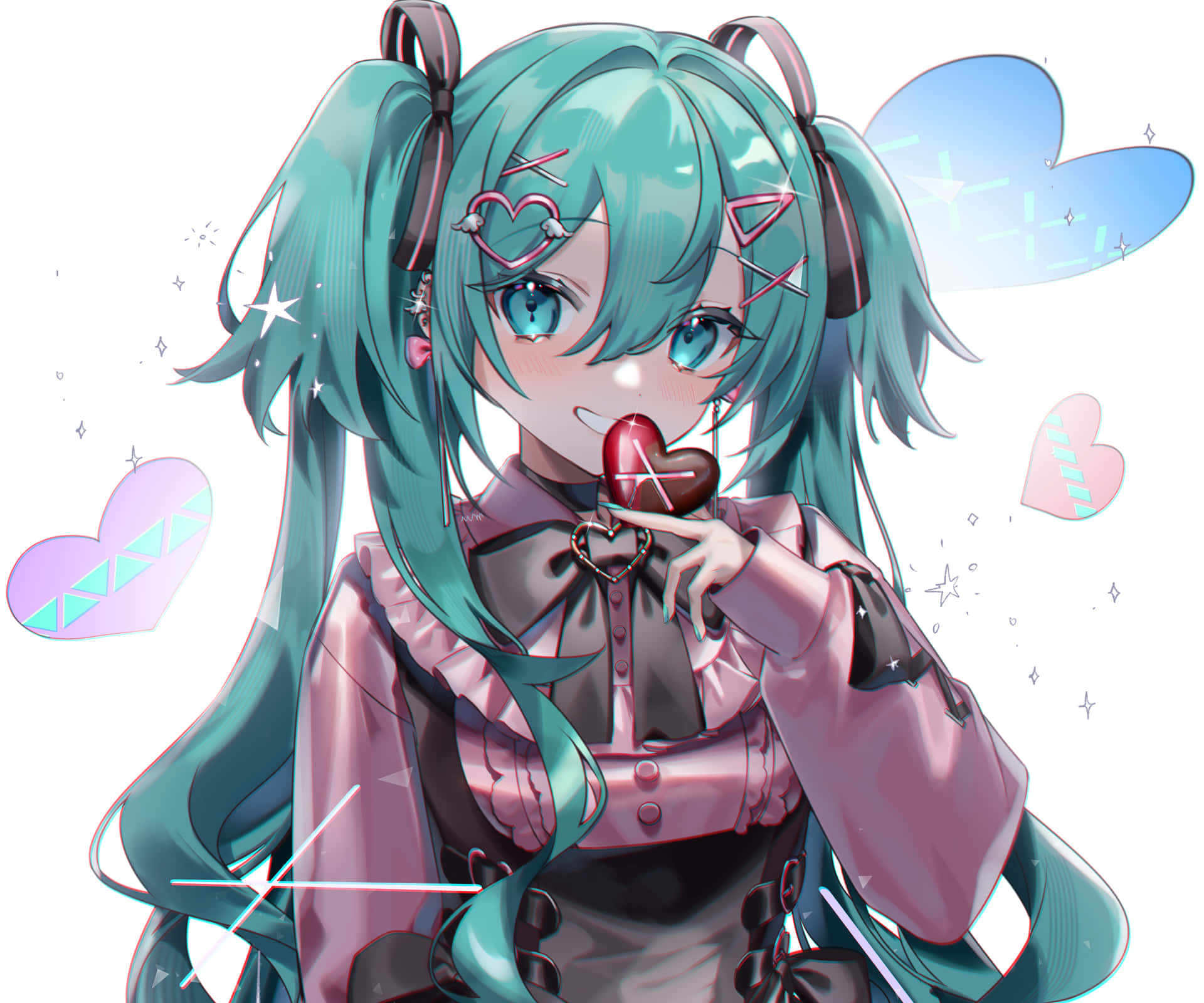 Hatsune Miku Kissing A Red Heart Picture