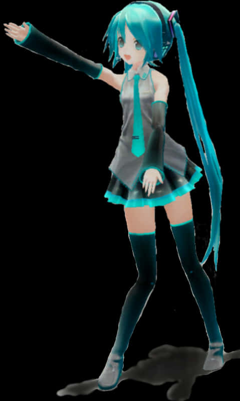 Hatsune Miku Vocaloid Character Pose PNG