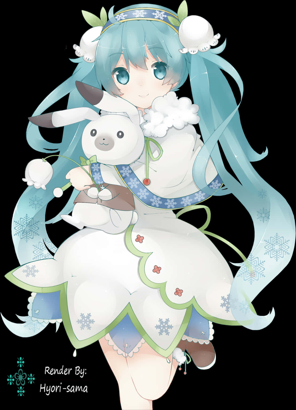 Hatsune_ Miku_ Winter_ Theme_with_ Plushie PNG