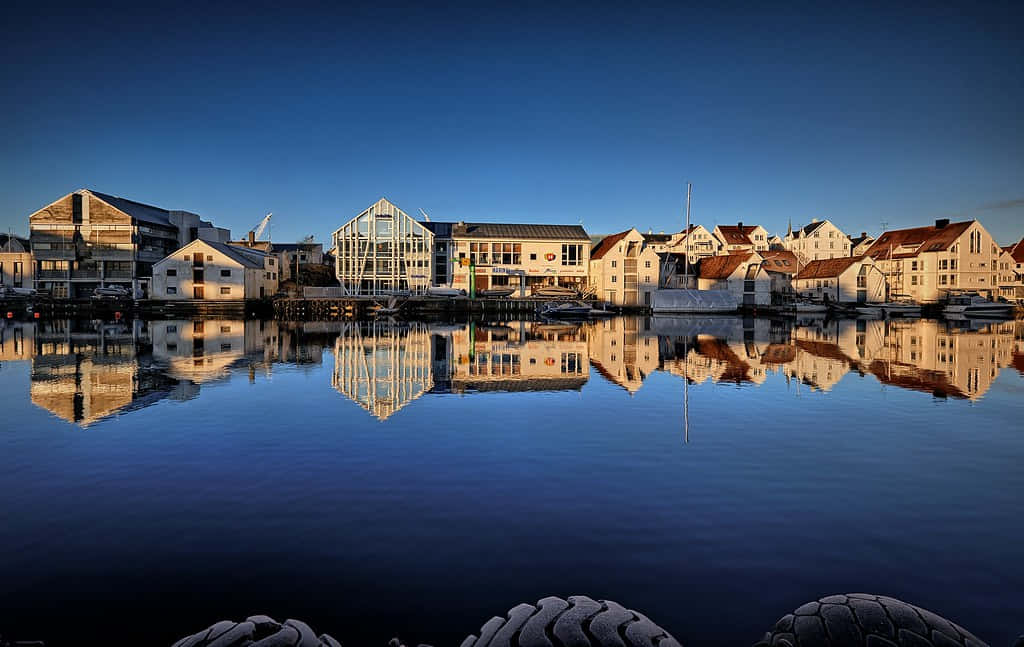 Haugesund Waterfront Reflections Wallpaper