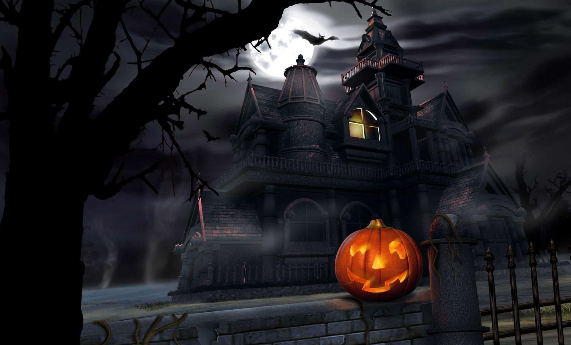 A Jack O Lantern In Front Of A House