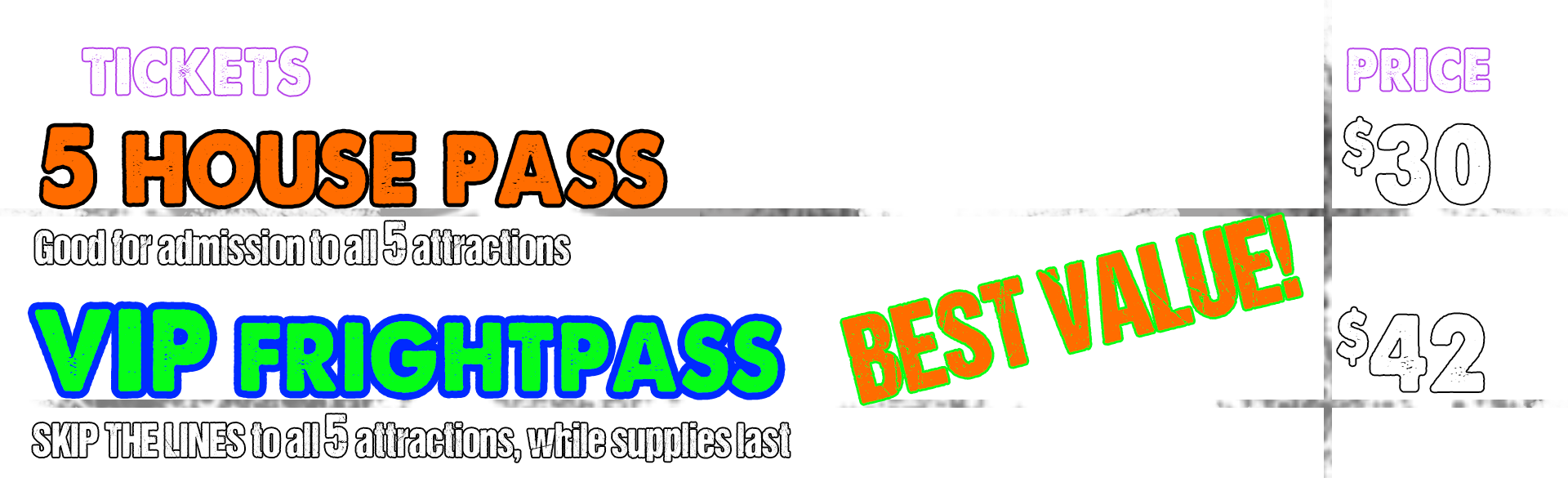 Haunted Attraction Pass Options PNG