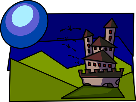 Haunted Castle Night Illustration PNG